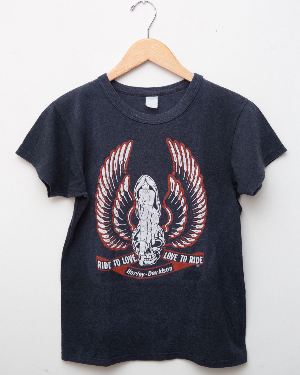 Vintage Vtg Harley Davidson 70’s Ringer Tee T-shirt NUDE Winged Lady Size US M / EU 48-50 / 2 - 2 Thumbnail