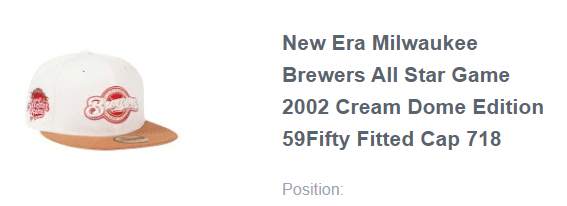 New Era Cream Two 2 Tone Milwaukee Brewers 7 1/8 2002 All Star ASG Size ONE SIZE - 12 Thumbnail