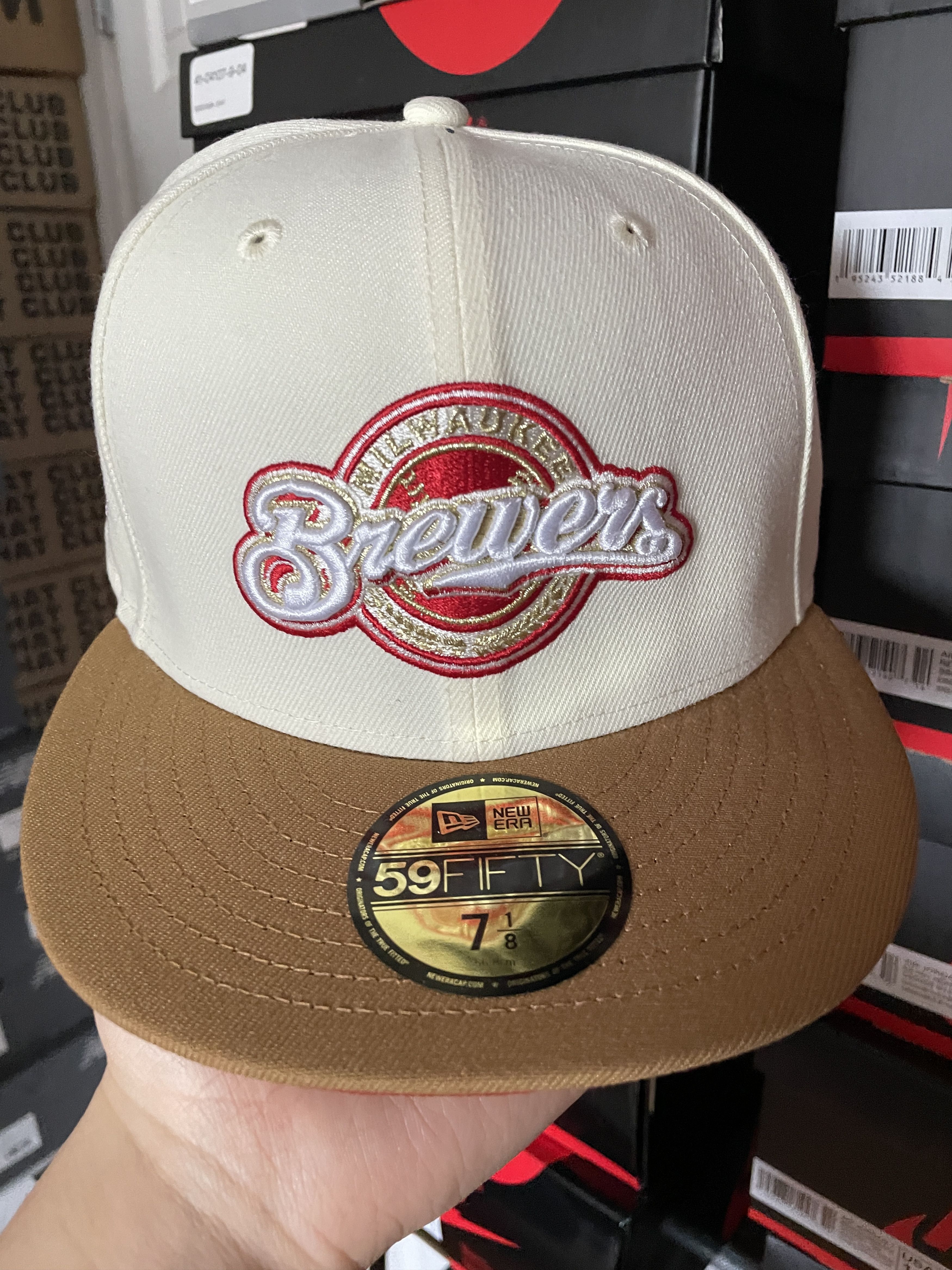New Era Cream Two 2 Tone Milwaukee Brewers 7 1/8 2002 All Star ASG Size ONE SIZE - 2 Thumbnail