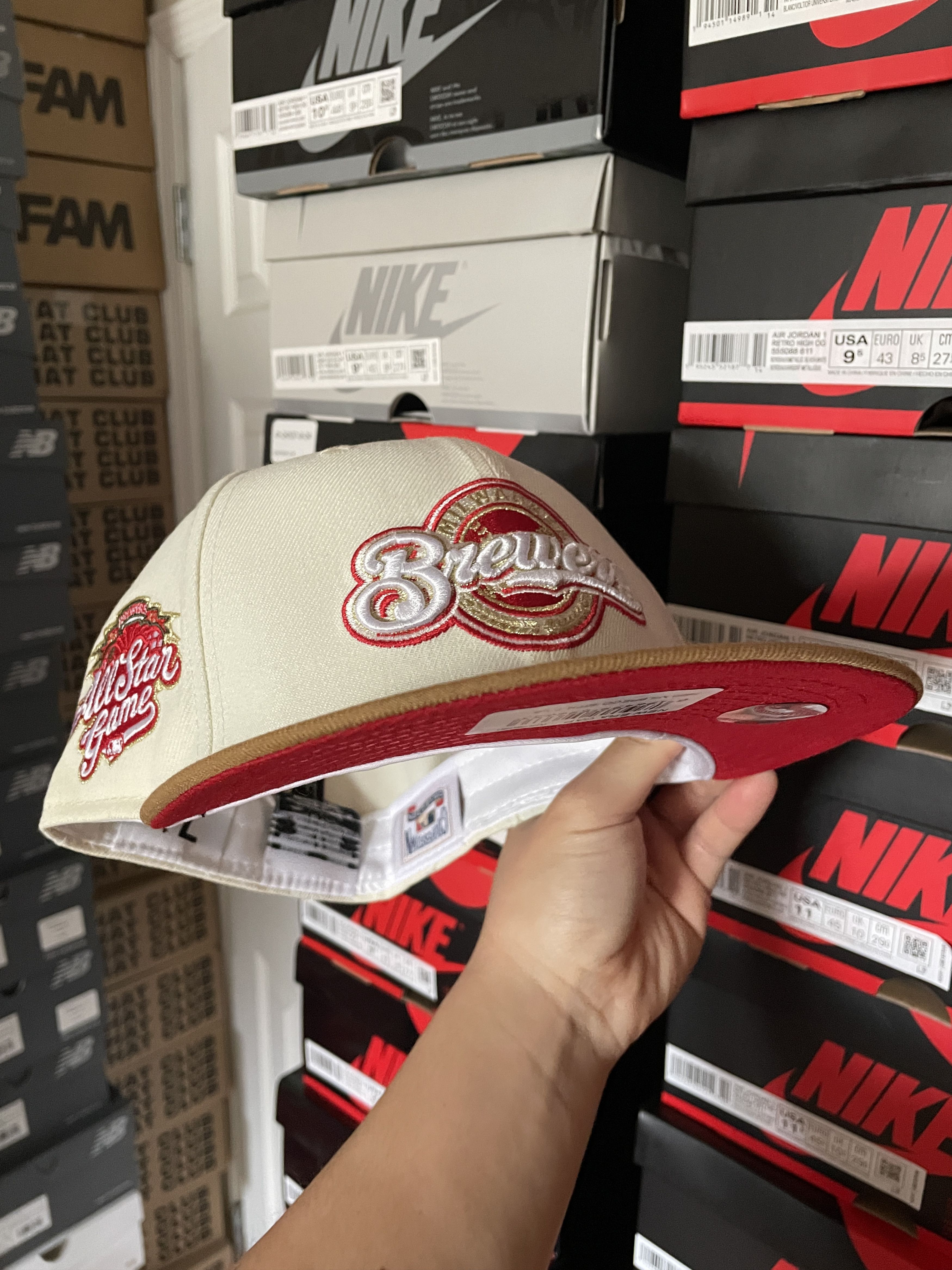 New Era Cream Two 2 Tone Milwaukee Brewers 7 1/8 2002 All Star ASG Size ONE SIZE - 7 Thumbnail