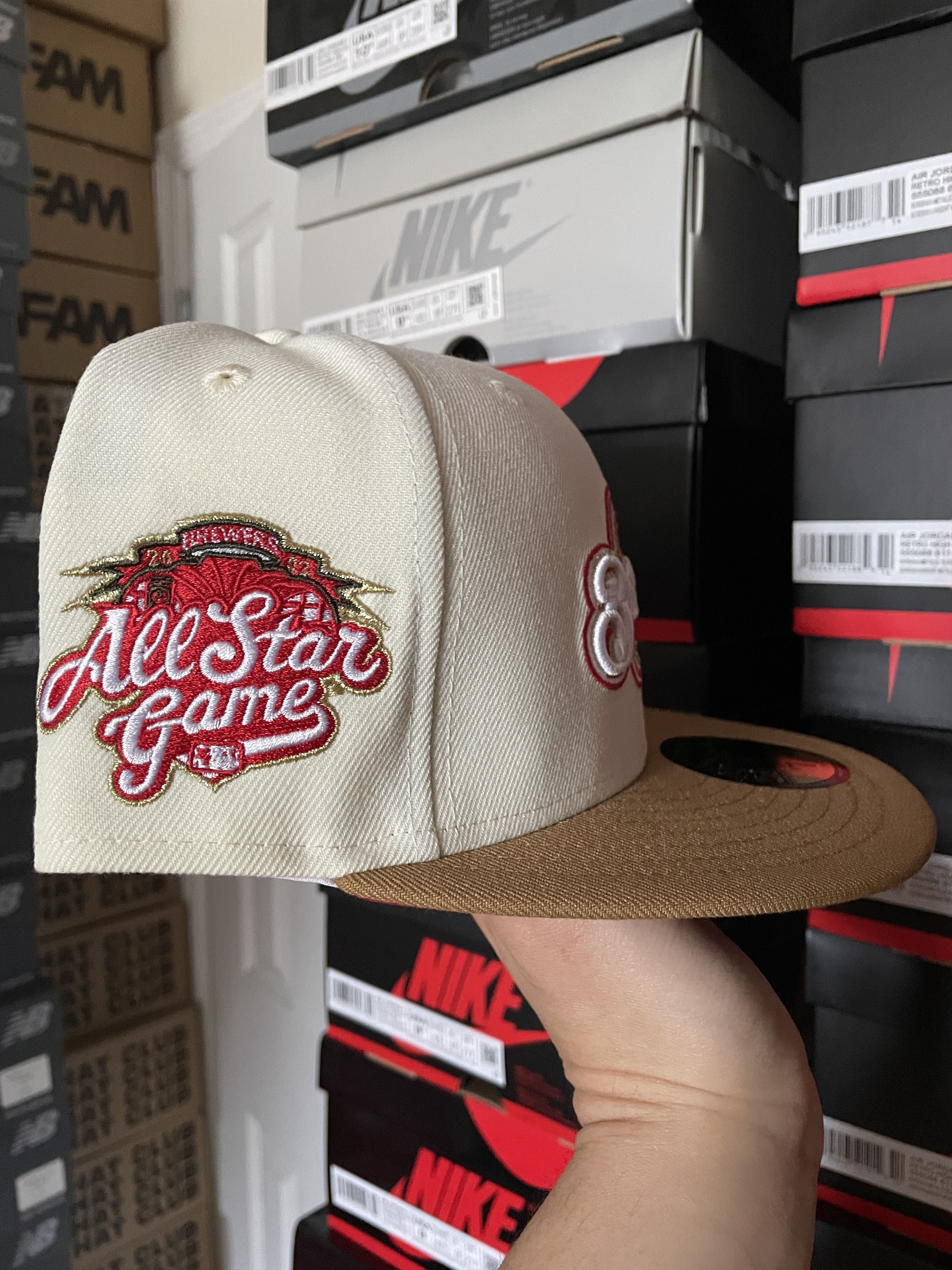 New Era Cream Two 2 Tone Milwaukee Brewers 7 1/8 2002 All Star ASG Size ONE SIZE - 3 Thumbnail