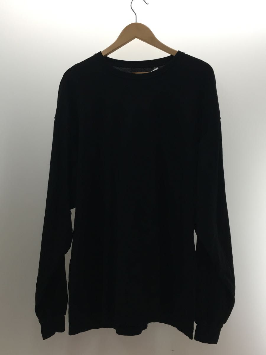 Long Sleeve Black Logo Cotton Crew Neck Tshirt