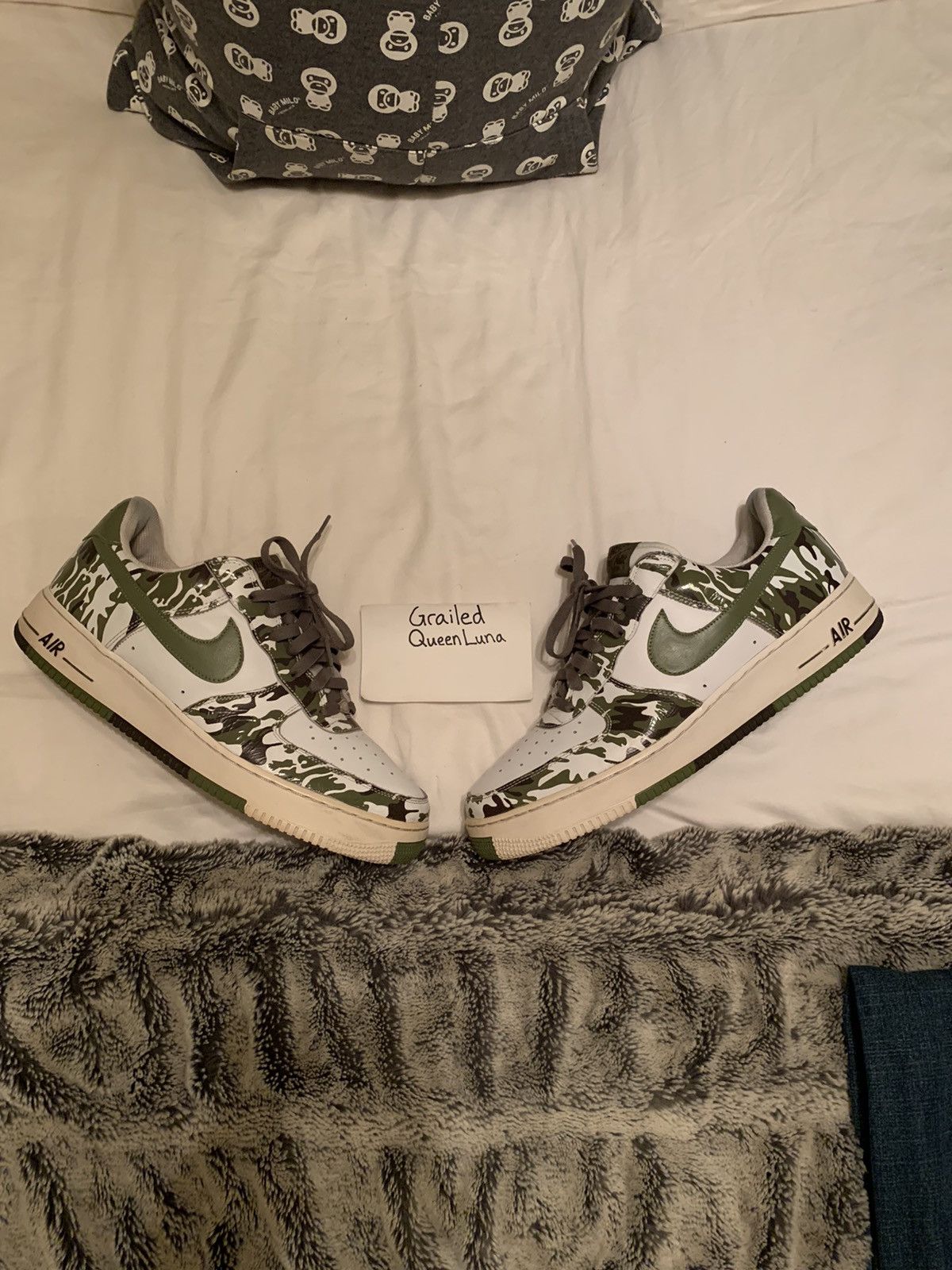 Nike × Vintage Vintage 2005 Archive Nike Force 1 White Palm Green Camo Size US 12 / EU 45 - 2 Thumbnail