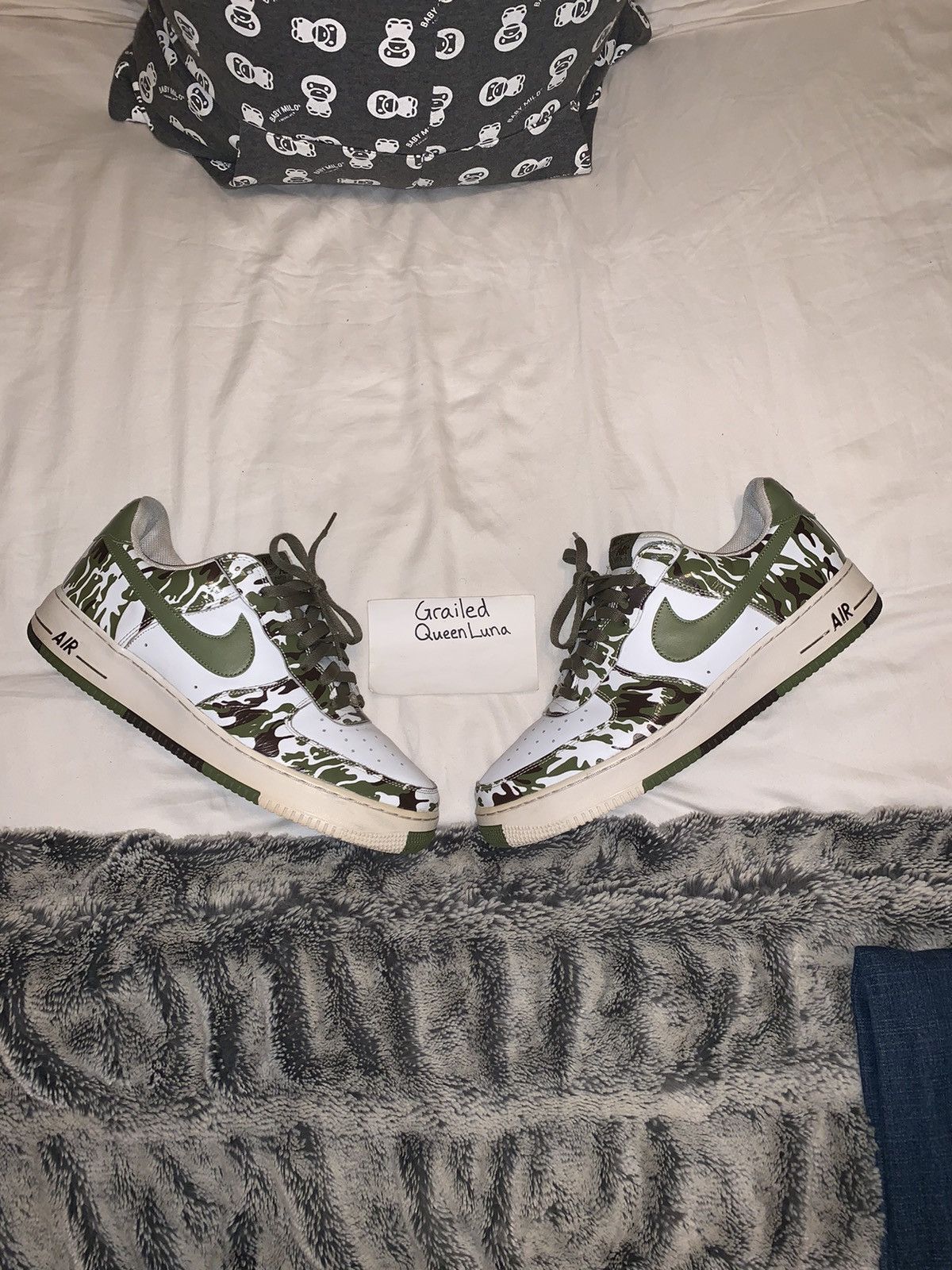 Nike × Vintage Vintage 2005 Archive Nike Force 1 White Palm Green Camo Size US 12 / EU 45 - 1 Thumbnail