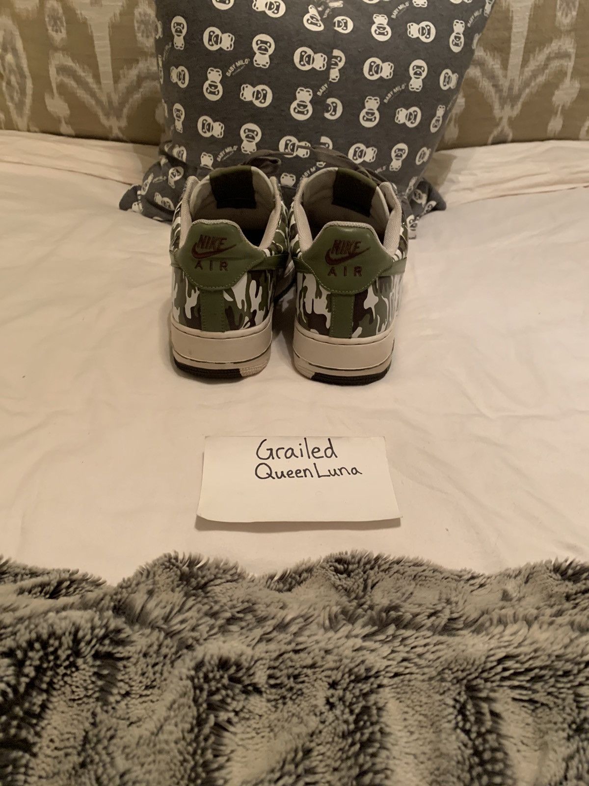 Nike × Vintage Vintage 2005 Archive Nike Force 1 White Palm Green Camo Size US 12 / EU 45 - 5 Thumbnail