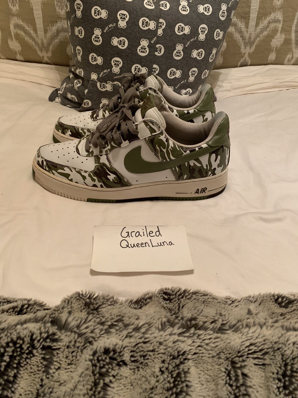 Nike × Vintage Vintage 2005 Archive Nike Force 1 White Palm Green Camo Size US 12 / EU 45 - 3 Thumbnail