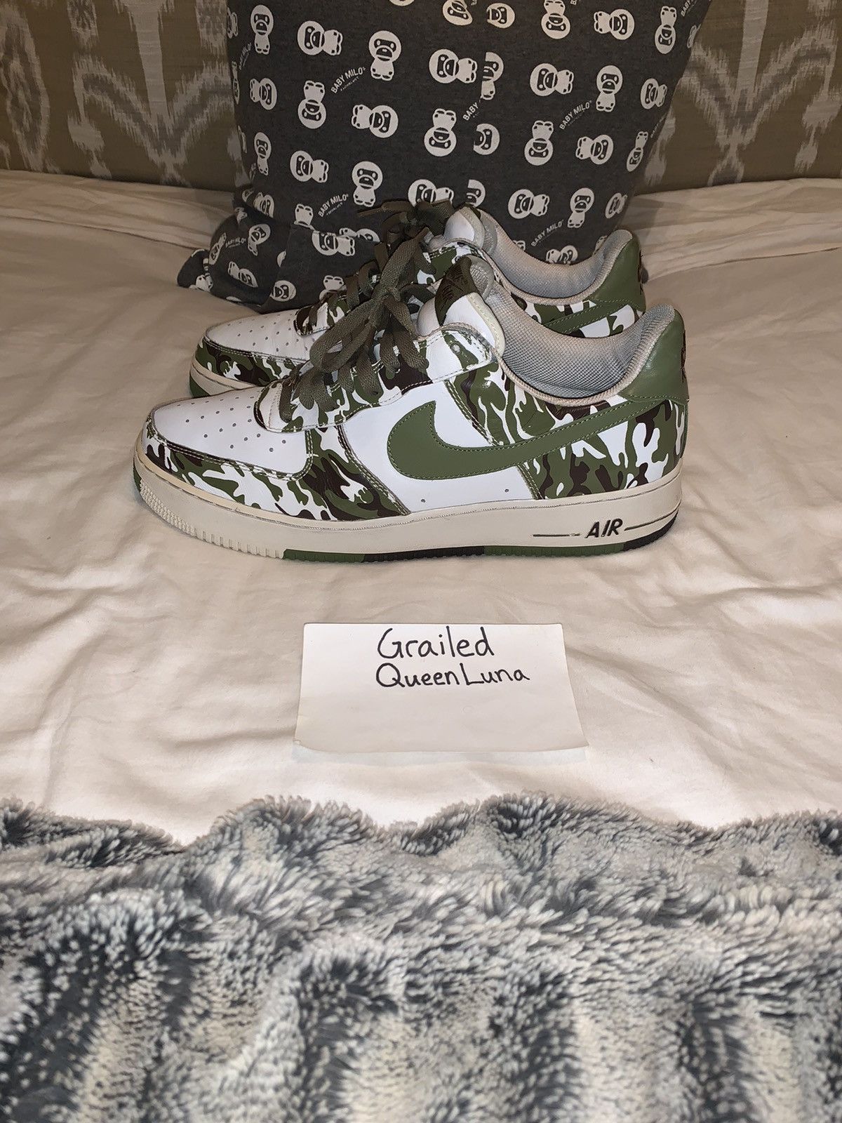 Nike × Vintage Vintage 2005 Archive Nike Force 1 White Palm Green Camo Size US 12 / EU 45 - 4 Thumbnail