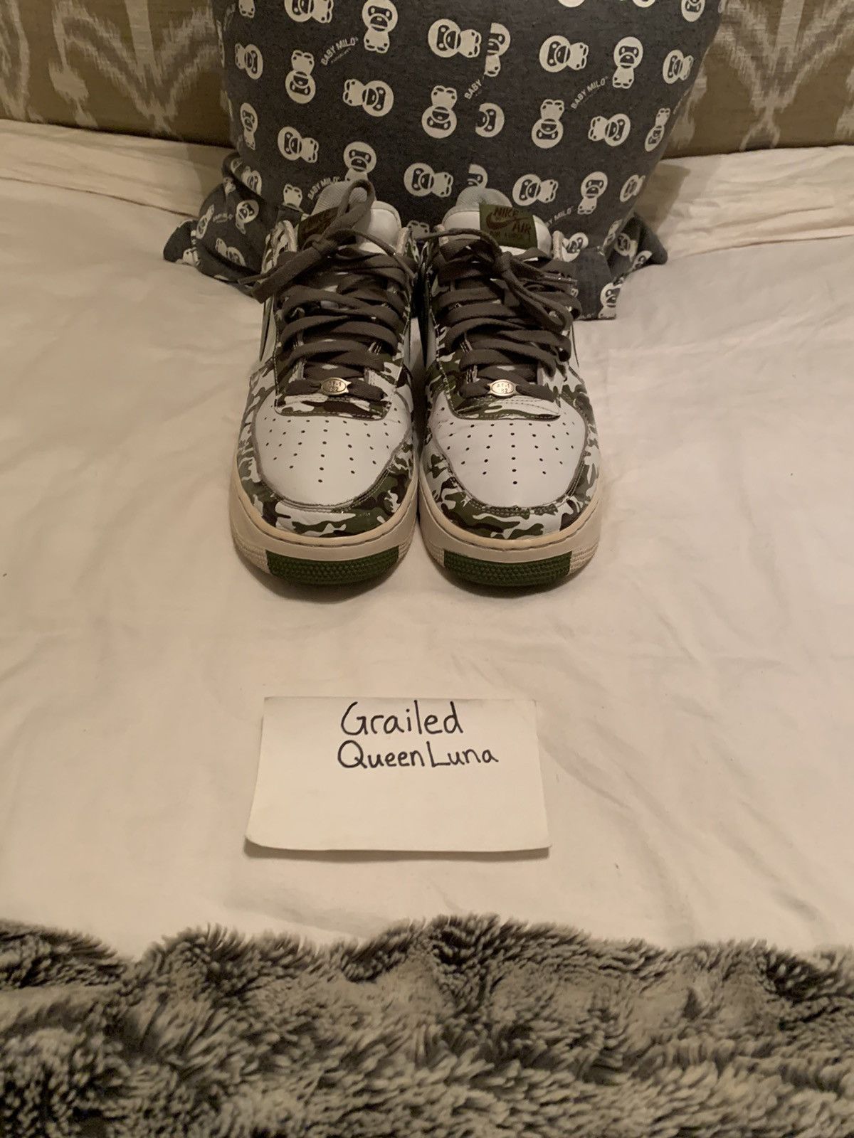 Nike × Vintage Vintage 2005 Archive Nike Force 1 White Palm Green Camo Size US 12 / EU 45 - 7 Thumbnail