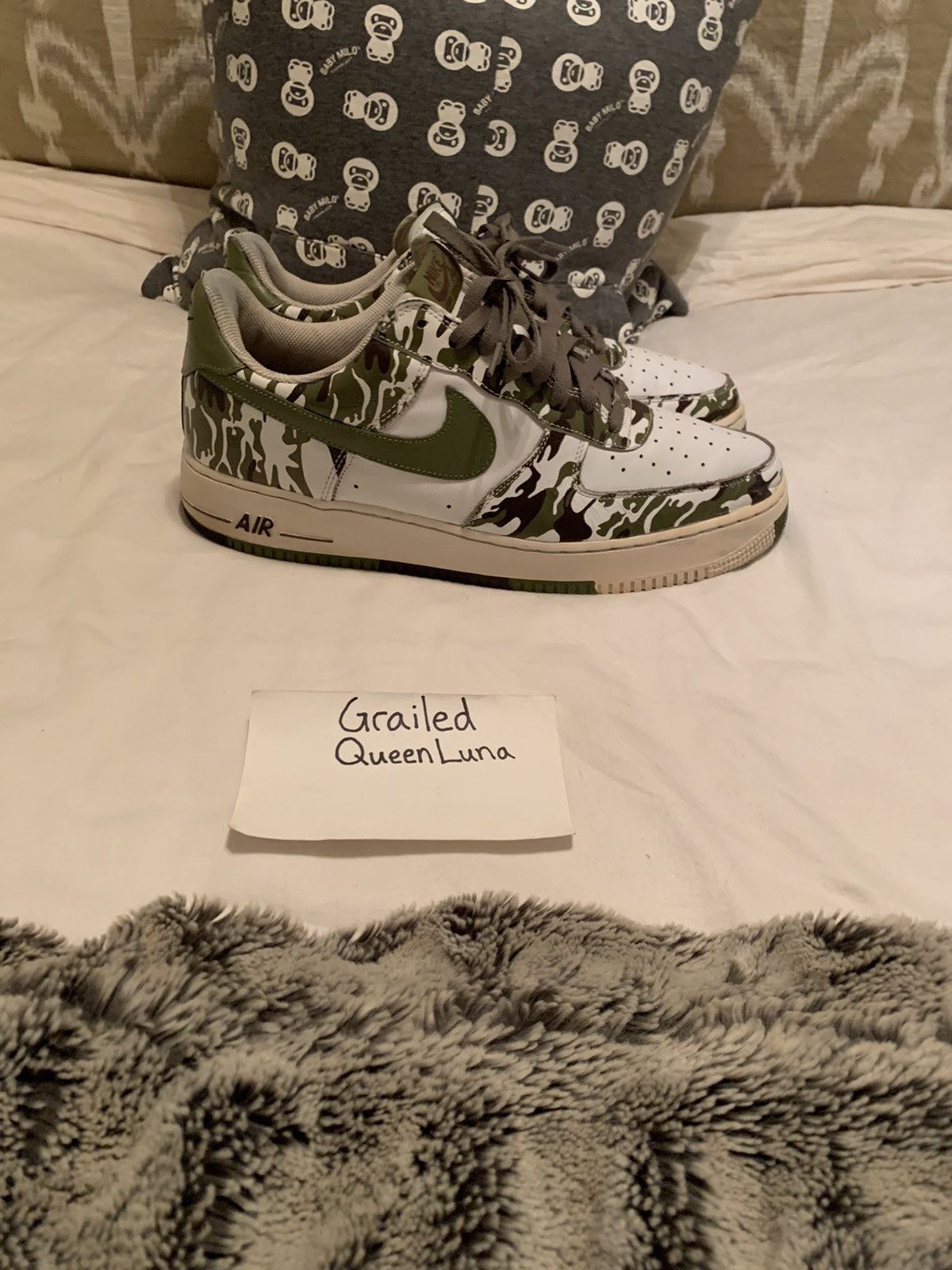 Nike × Vintage Vintage 2005 Archive Nike Force 1 White Palm Green Camo Size US 12 / EU 45 - 6 Thumbnail