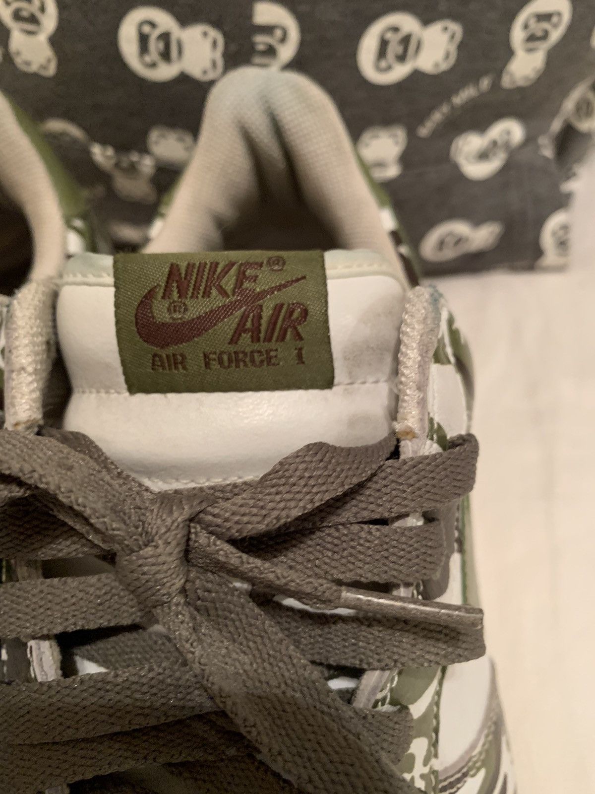 Nike × Vintage Vintage 2005 Archive Nike Force 1 White Palm Green Camo Size US 12 / EU 45 - 8 Thumbnail