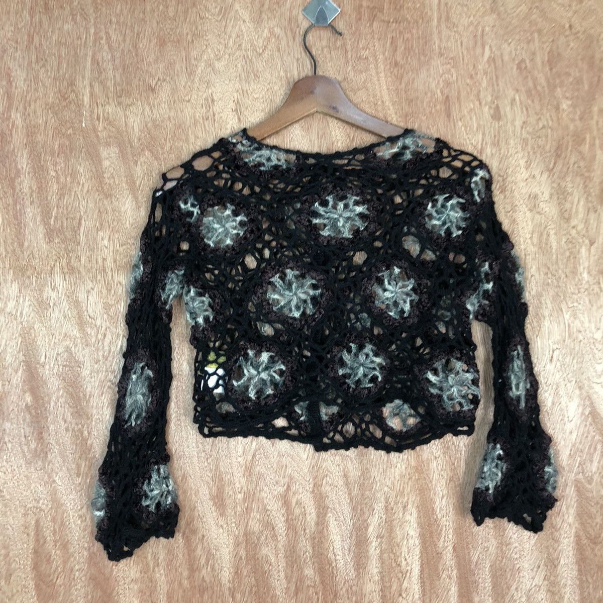 Vintage DL Wonder Land Black cardigan crochet mohair Knitwear #c747 Size S / US 4 / IT 40 - 9 Thumbnail