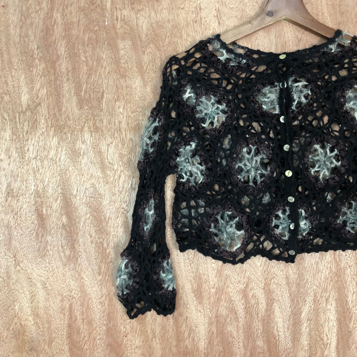 Vintage DL Wonder Land Black cardigan crochet mohair Knitwear #c747 Size S / US 4 / IT 40 - 7 Thumbnail