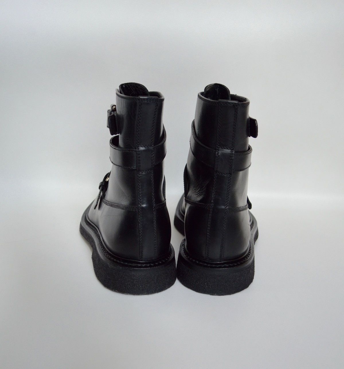 Dior A/W 08 Black Leather Strap Combat Boots Size US 12 / EU 45 - 9 Thumbnail