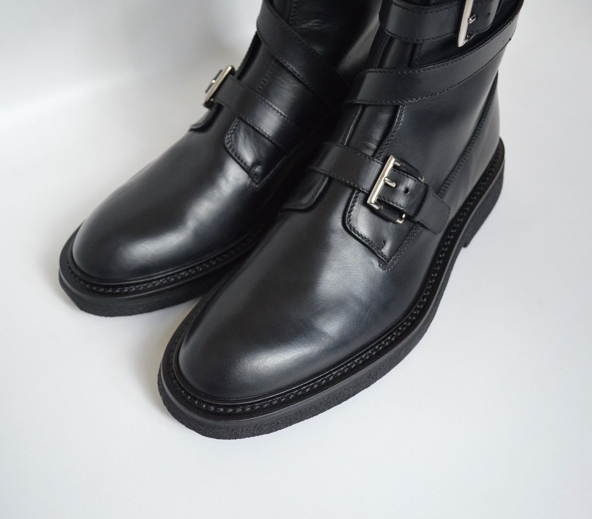 Dior A/W 08 Black Leather Strap Combat Boots Size US 12 / EU 45 - 4 Thumbnail