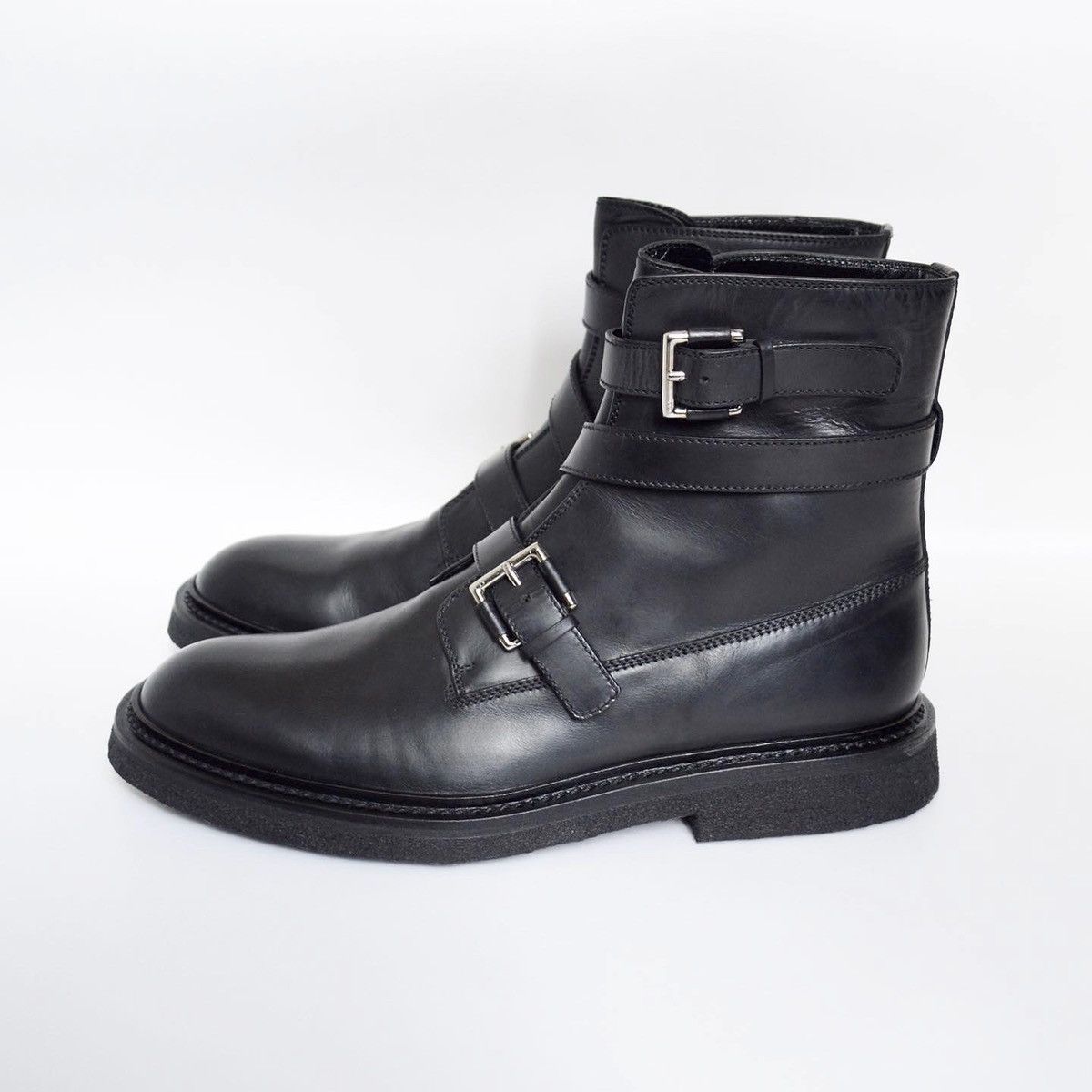 Dior A/W 08 Black Leather Strap Combat Boots Size US 12 / EU 45 - 1 Thumbnail