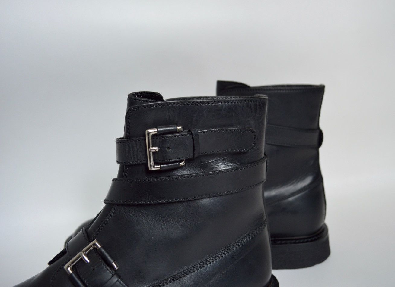 Dior A/W 08 Black Leather Strap Combat Boots Size US 12 / EU 45 - 8 Thumbnail