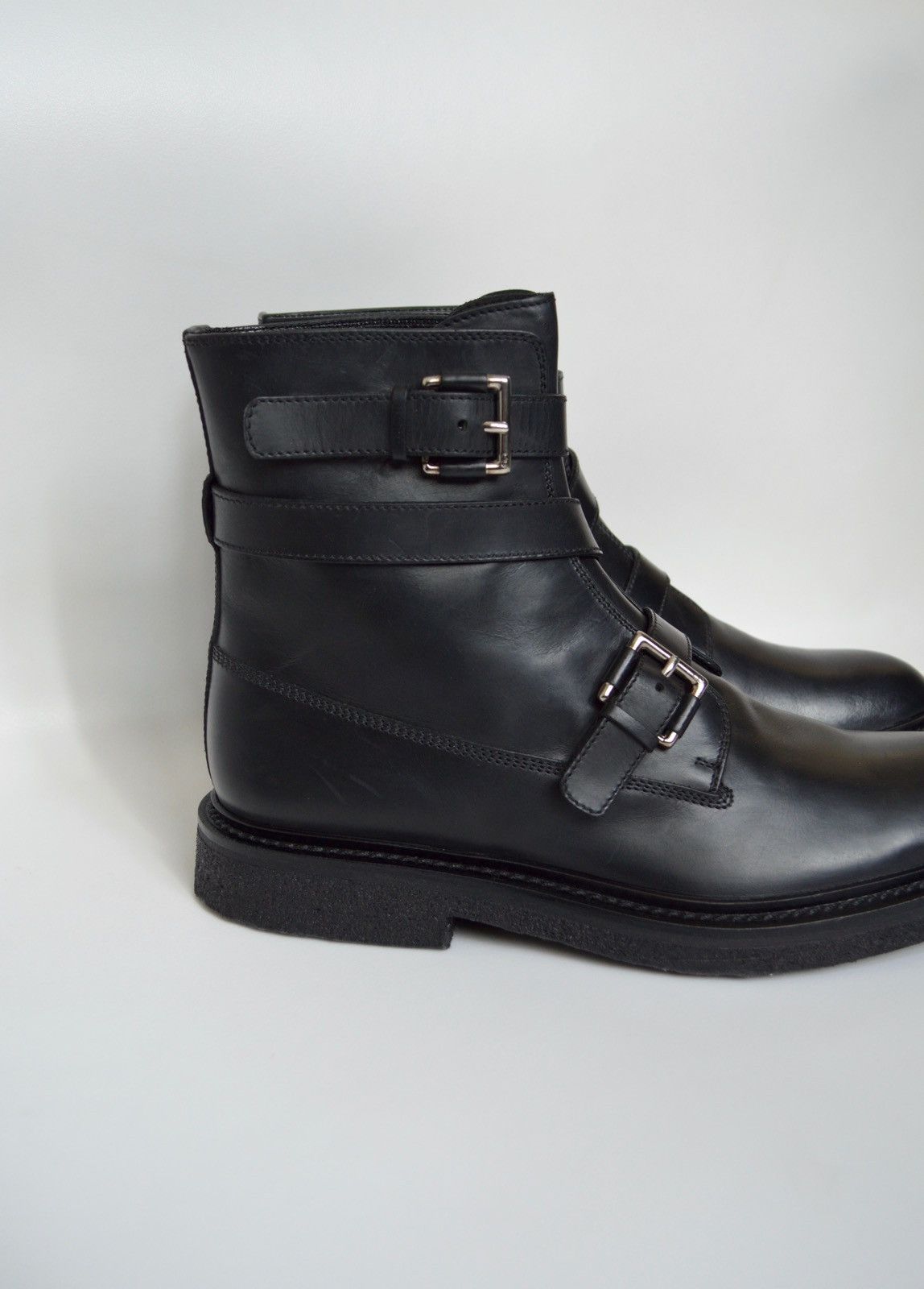 Dior A/W 08 Black Leather Strap Combat Boots Size US 12 / EU 45 - 7 Thumbnail