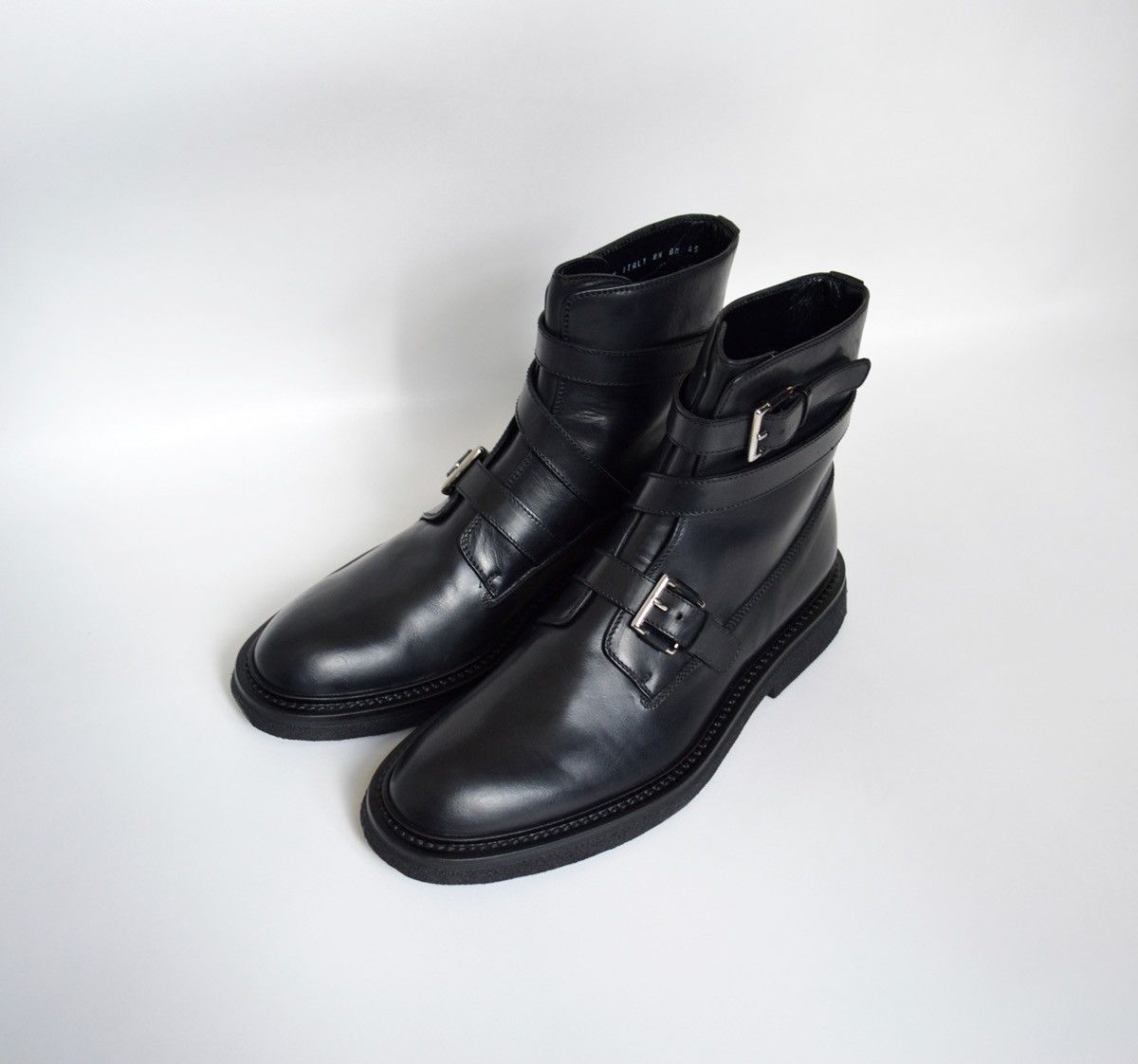 Dior A/W 08 Black Leather Strap Combat Boots Size US 12 / EU 45 - 2 Thumbnail