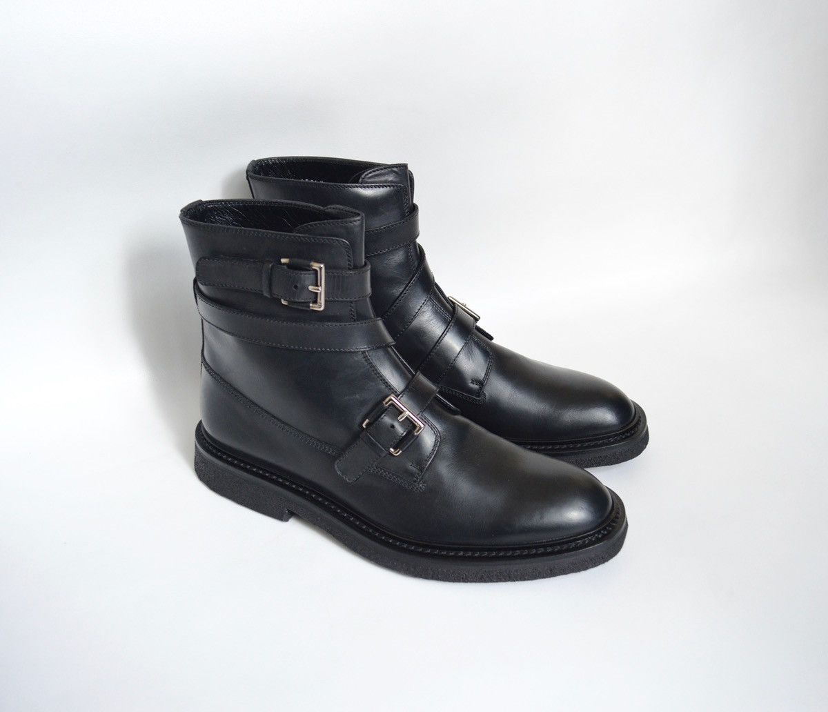 Dior A/W 08 Black Leather Strap Combat Boots Size US 12 / EU 45 - 6 Thumbnail