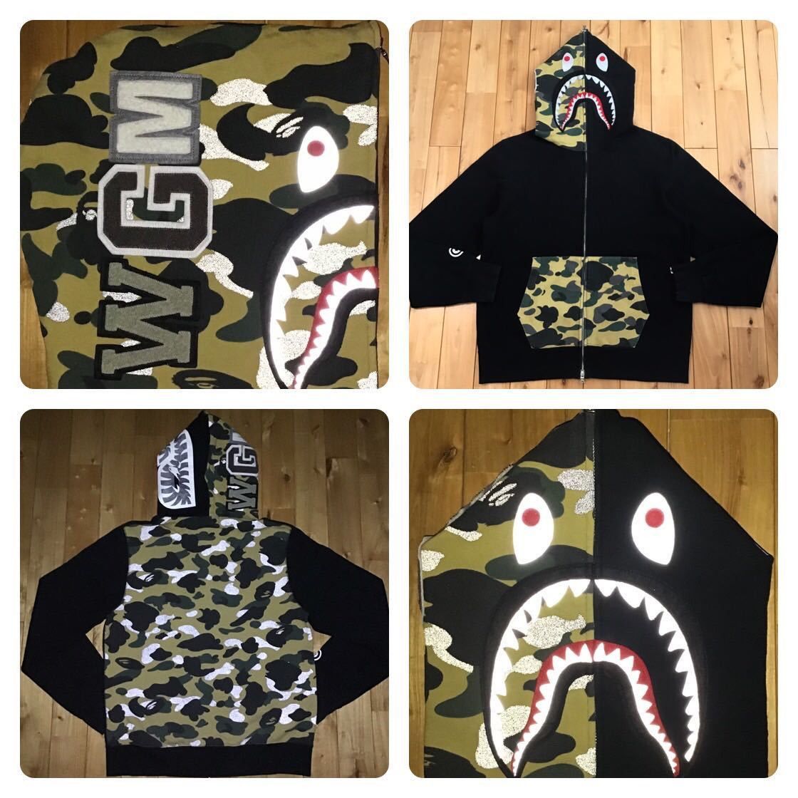 image of Zozo Exclusive Reflector Camo Shark Full Zip Hoodie Bape in Black, Men's (Size XL)