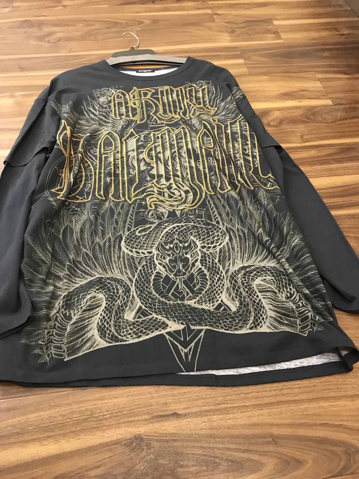 Balmain LS Logo Tee With Snake, Eagle & Dragon Size US L / EU 52-54 / 3 - 3 Thumbnail