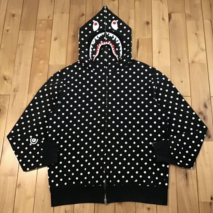 Bape 🔥XL🔥 BAPE Dot shark full zip hoodie black a bathing ape Grailed