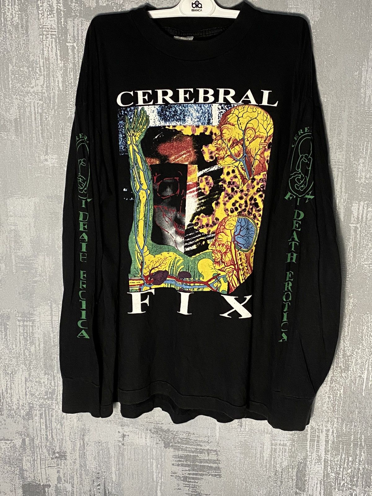 image of Rock T Shirt x Rock Tees Vintage Cerebral Fix 1993 European Tour Rock T-Shirt in Black (Size XL)