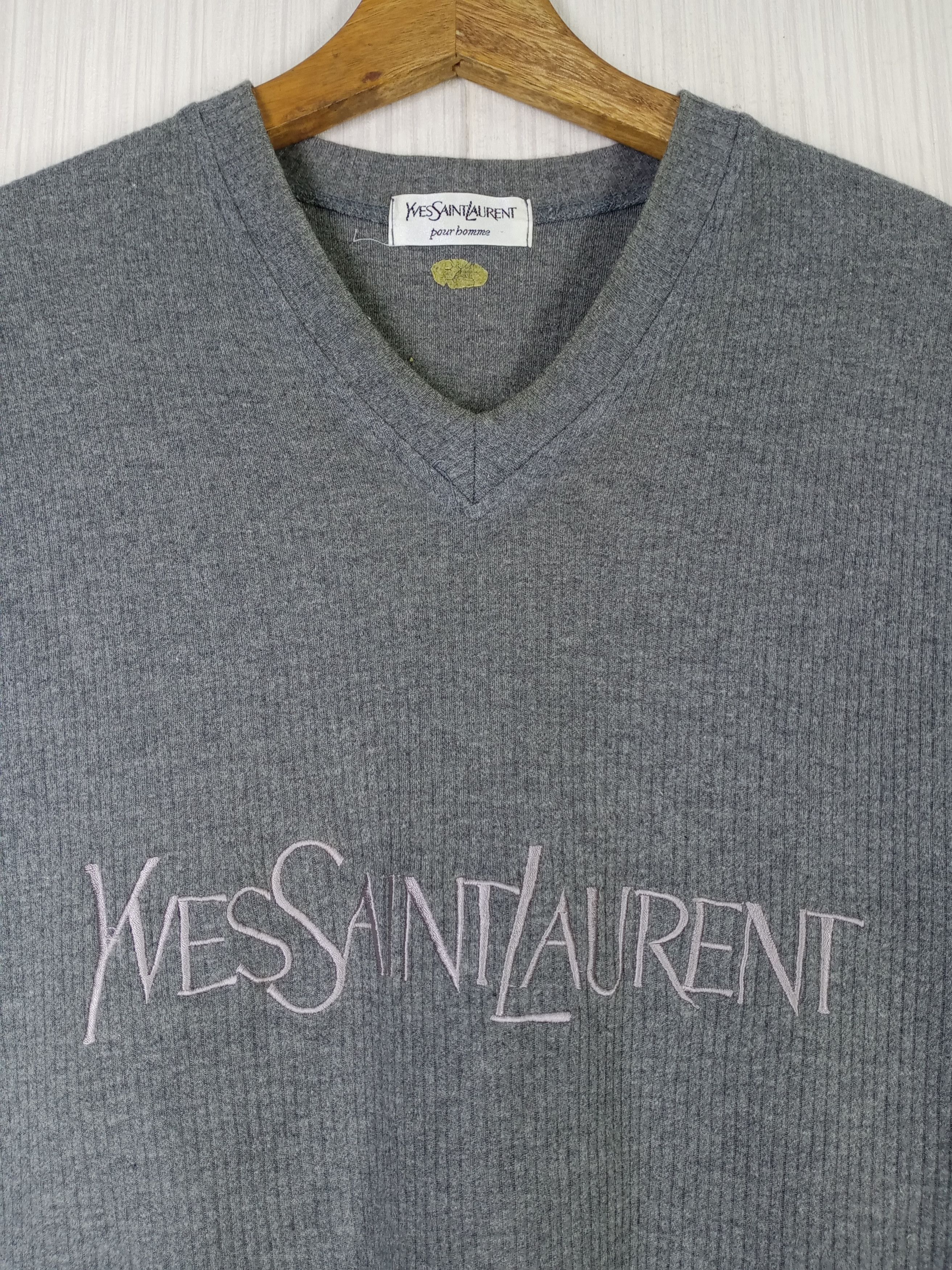 Yves Saint Laurent Vintage Yves Saint Laurent Pour Homme Embroidery Logo Tshirt Size US M / EU 48-50 / 2 - 1 Thumbnail