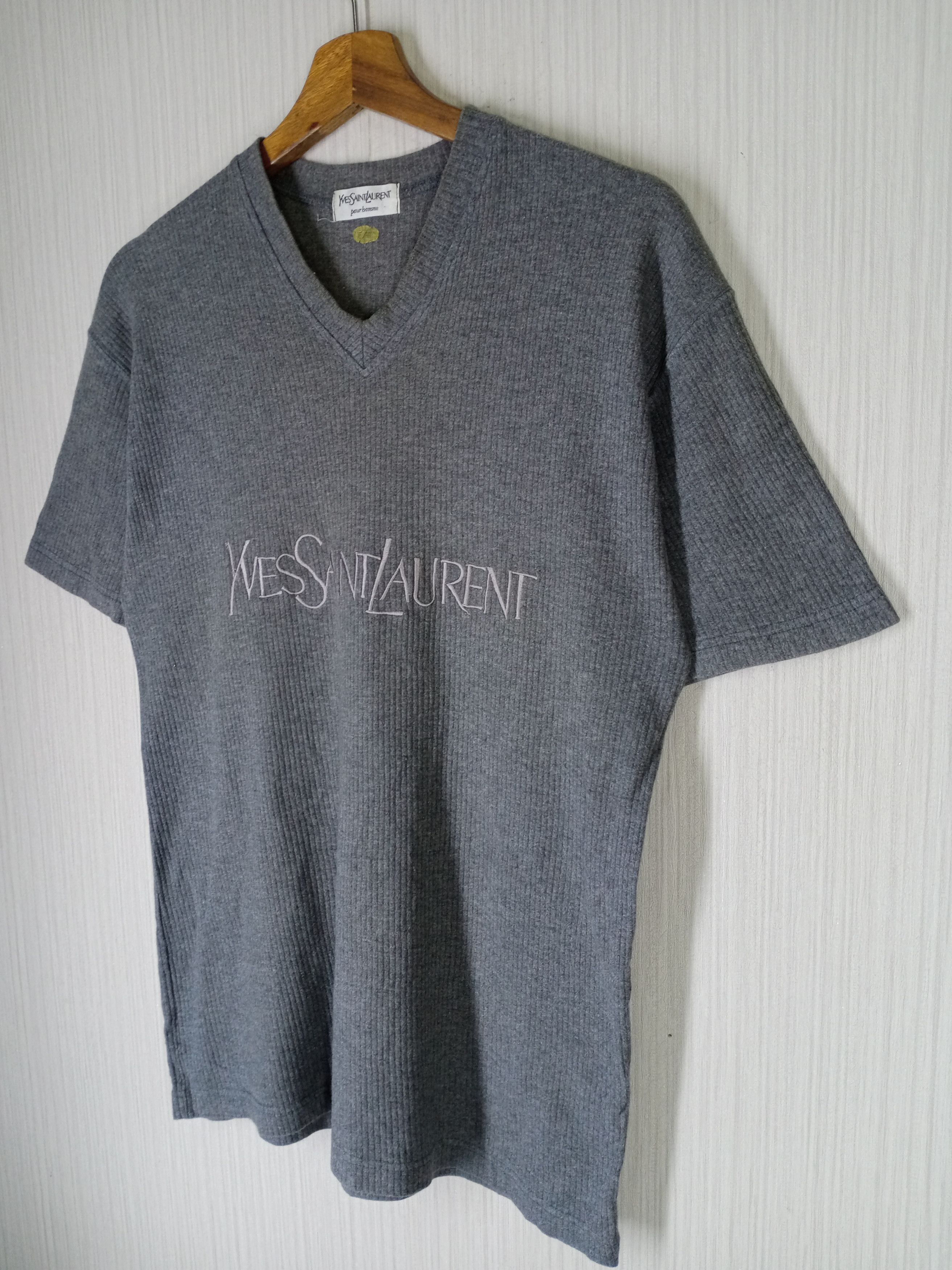 Yves Saint Laurent Vintage Yves Saint Laurent Pour Homme Embroidery Logo Tshirt Size US M / EU 48-50 / 2 - 2 Thumbnail