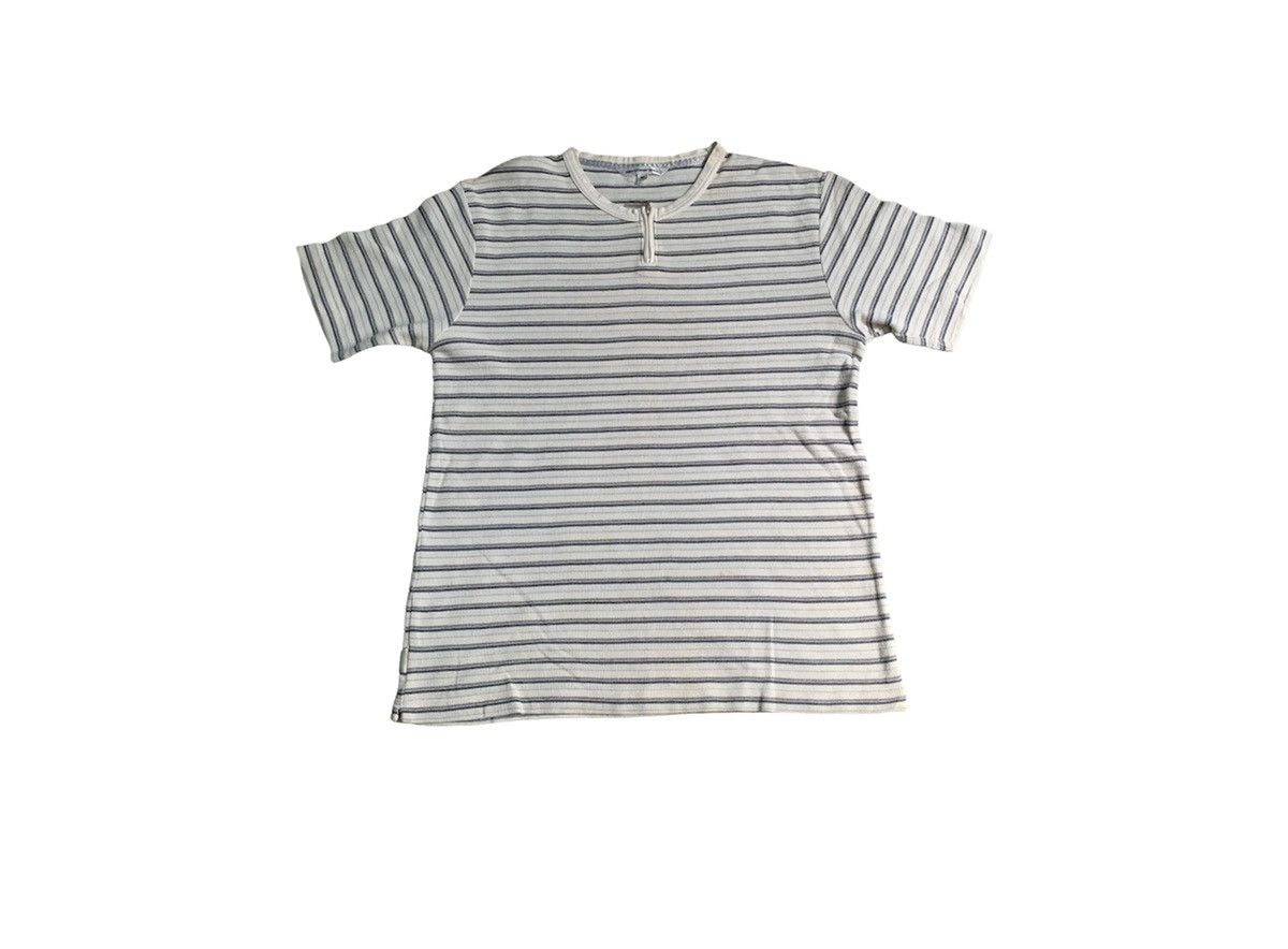 Japanese Brand Kansai Yamamoto Homme Striped Tee Zip Closure Size US S / EU 44-46 / 1 - 1 Thumbnail