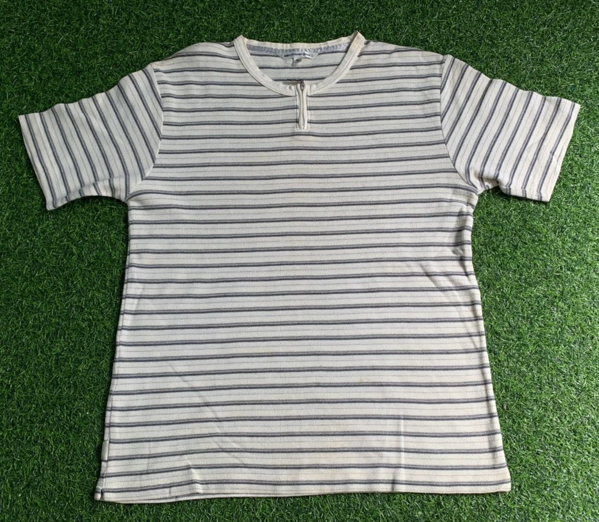 Japanese Brand Kansai Yamamoto Homme Striped Tee Zip Closure Size US S / EU 44-46 / 1 - 2 Thumbnail