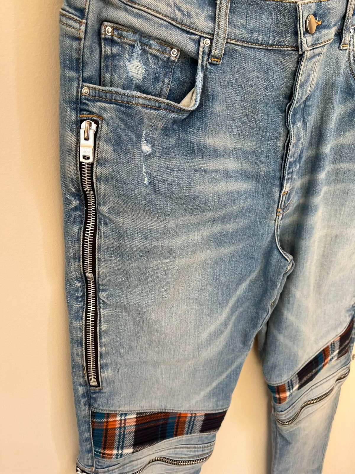 Amiri MX2 Plaid Denim in Clay Indigo Size US 36 / EU 52 - 7 Thumbnail