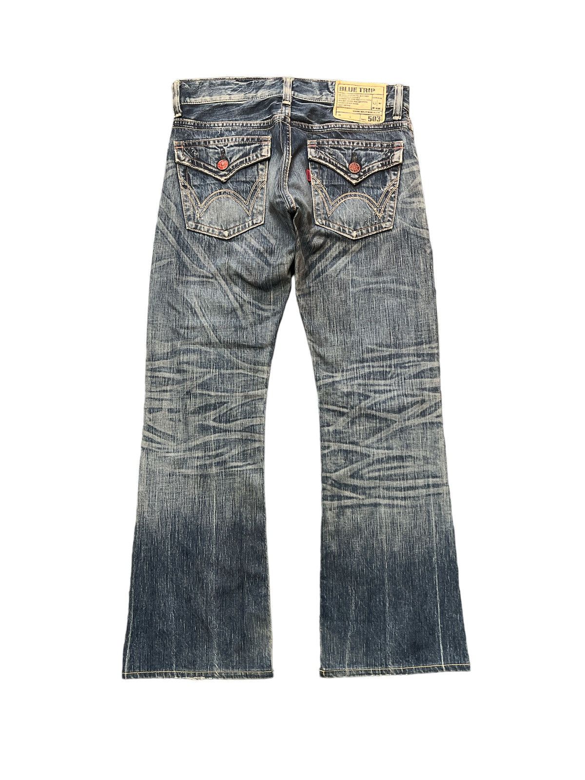 Japanese Brand FLARED💥EDWIN 503 DISTRESSED DENIM PANT Size US 30 / EU 46 - 6 Thumbnail