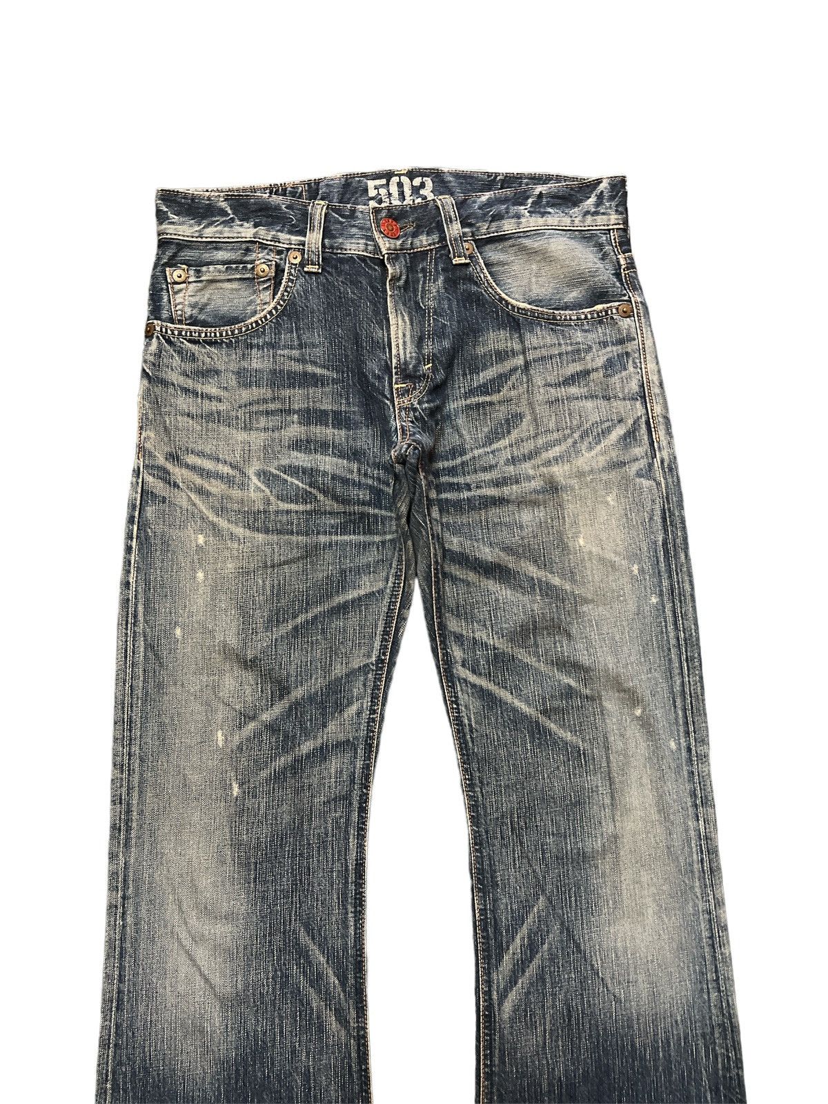 Japanese Brand FLARED💥EDWIN 503 DISTRESSED DENIM PANT Size US 30 / EU 46 - 3 Thumbnail