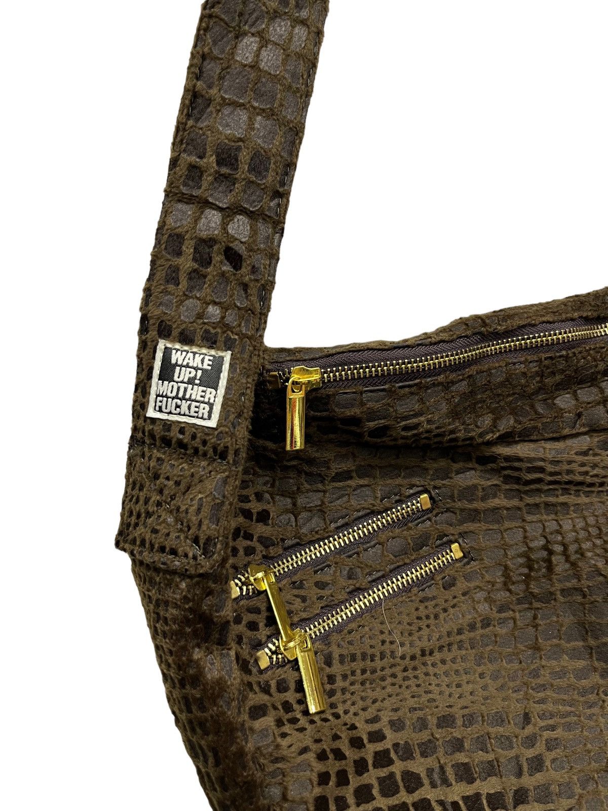 Fuck Art, Make Tees 14 FOURTEEN WAKE UP! MOTHER FUCKER Cotton Velvet Sling Bag Size ONE SIZE - 3 Thumbnail