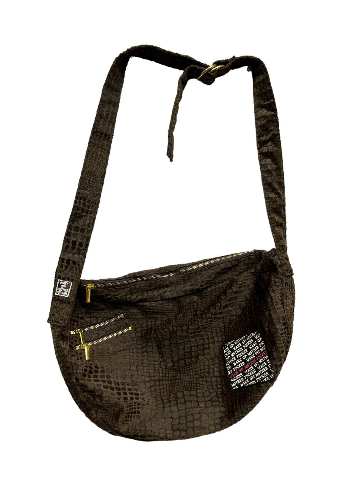Fuck Art, Make Tees 14 FOURTEEN WAKE UP! MOTHER FUCKER Cotton Velvet Sling Bag Size ONE SIZE - 2 Thumbnail