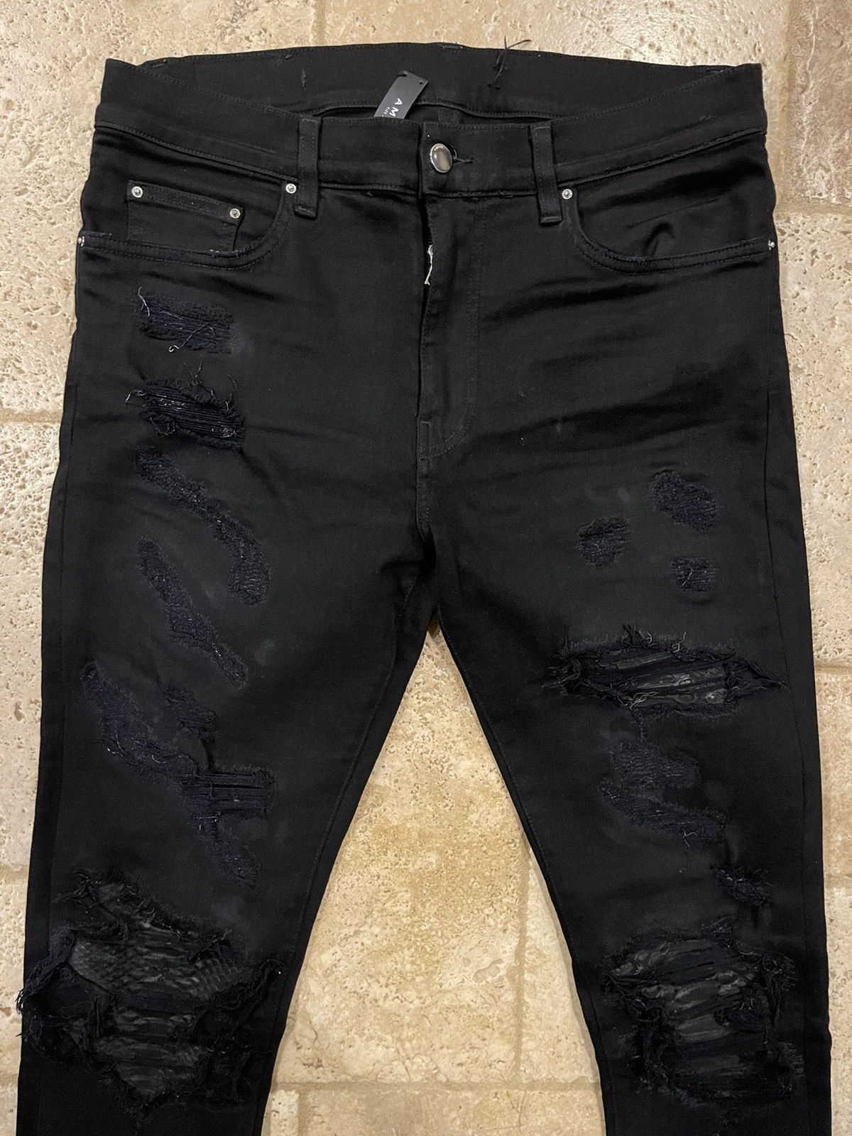 Amiri Mike Amiri AW16 OG Snakeskin Black Denim Jeans RARE Size US 33 - 4 Thumbnail