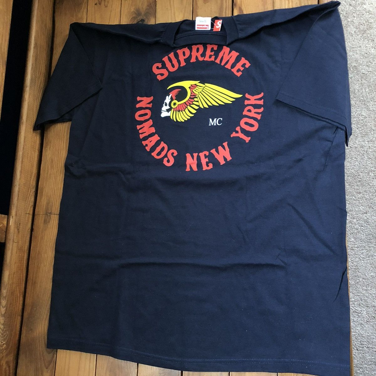 Pre-owned Supreme Dswt 2002 Nomads Hells Angels Navy Tee Shirt