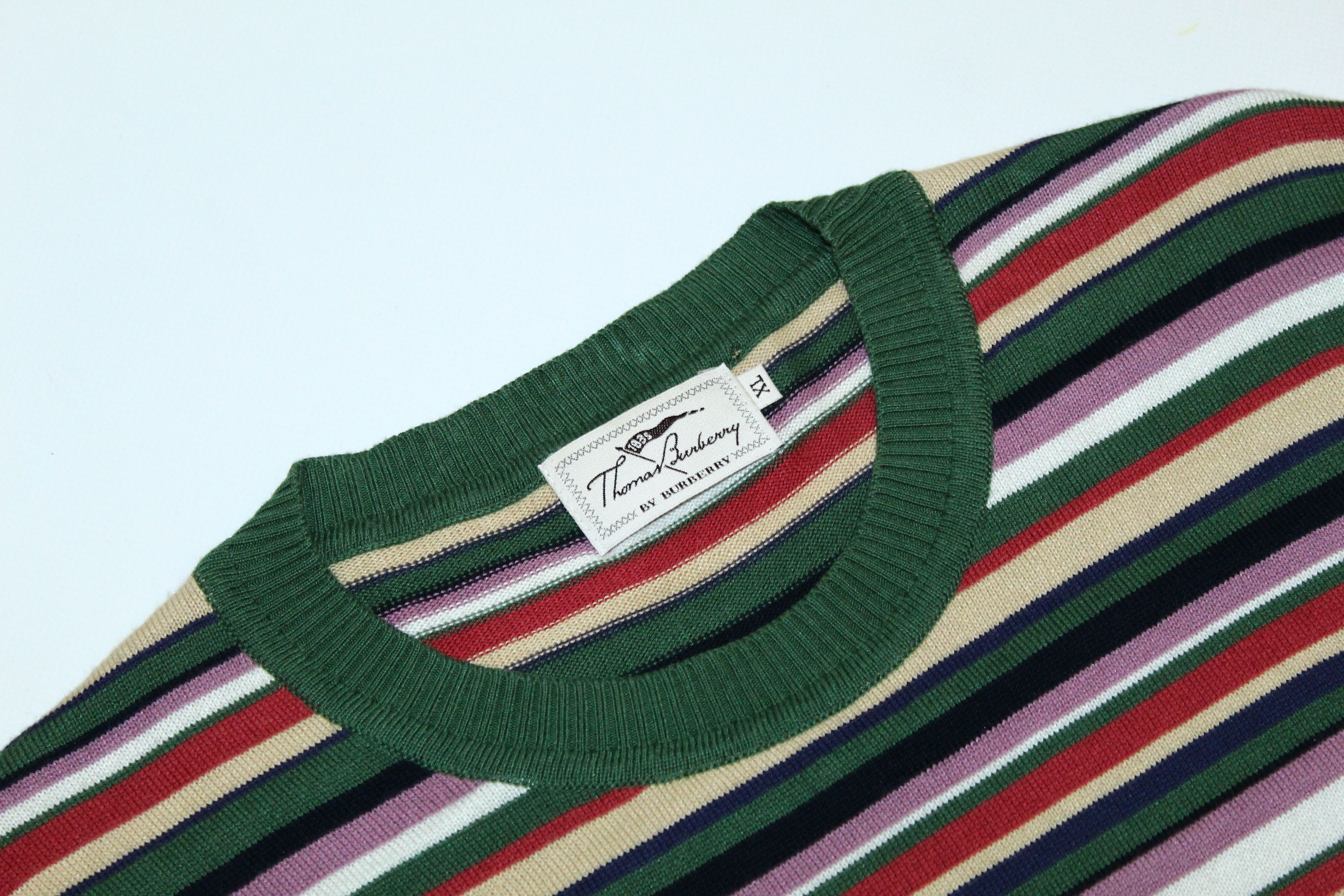 Burberry Vtg Thomas Burberry Colorful Stripes Modal Blend Sweater Size US XL / EU 56 / 4 - 5 Thumbnail
