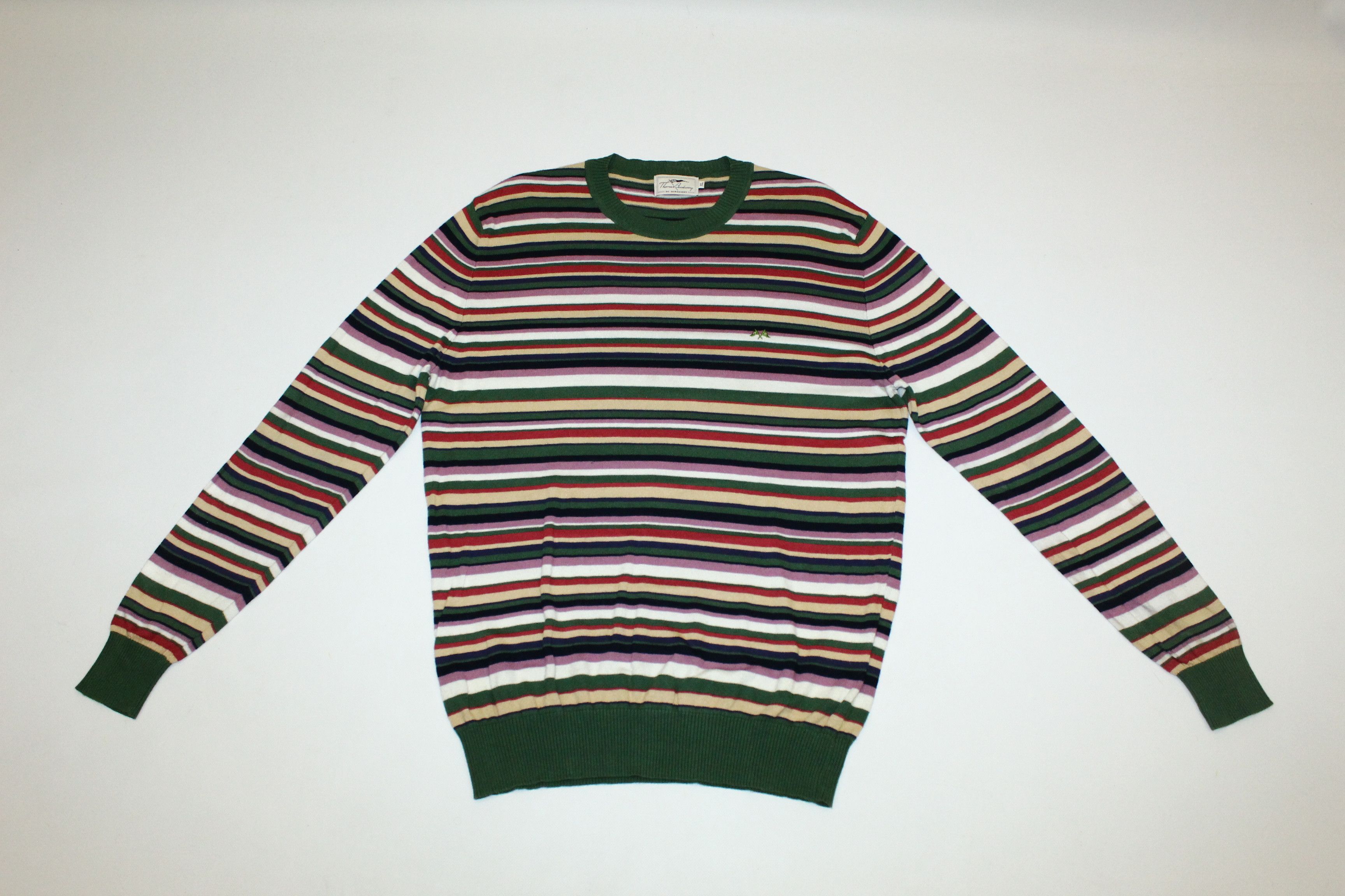 Burberry Vtg Thomas Burberry Colorful Stripes Modal Blend Sweater Size US XL / EU 56 / 4 - 2 Thumbnail