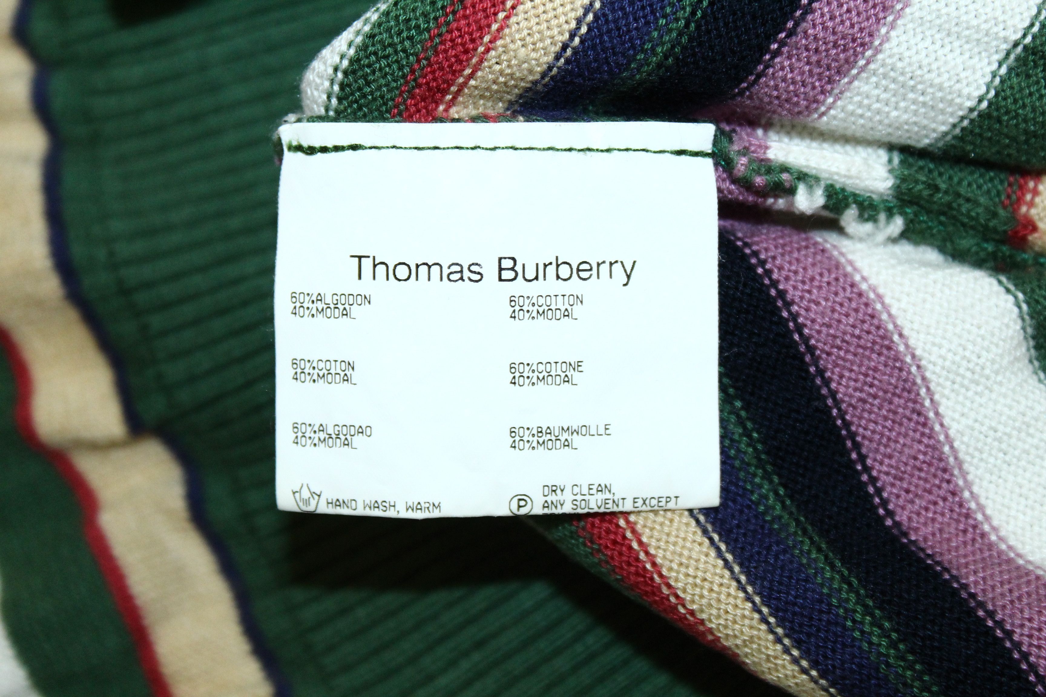Burberry Vtg Thomas Burberry Colorful Stripes Modal Blend Sweater Size US XL / EU 56 / 4 - 6 Thumbnail