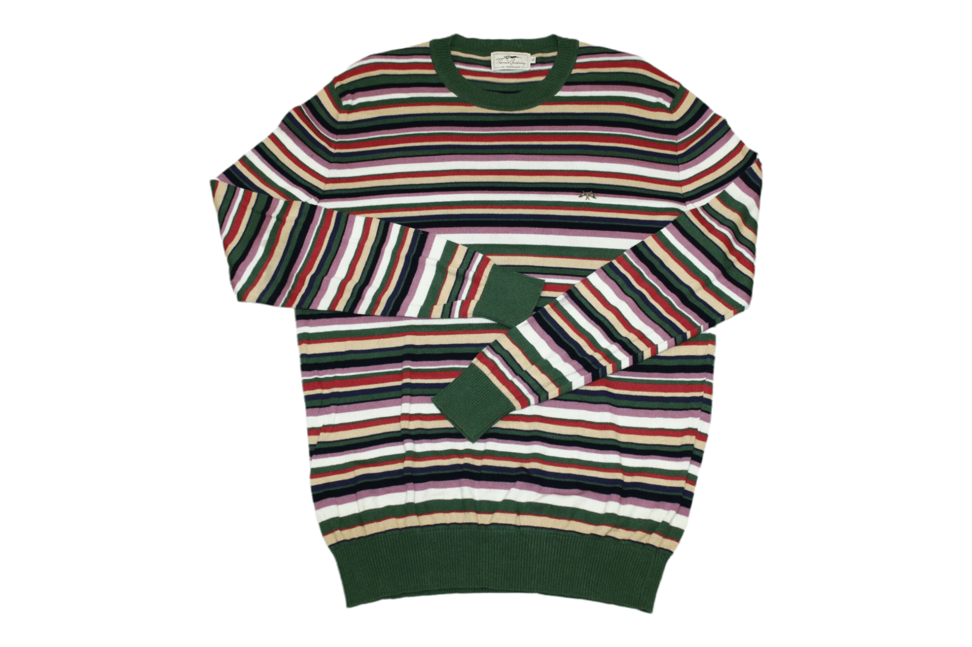 Vtg Thomas Burberry Colorful Stripes Modal Blend Sweater