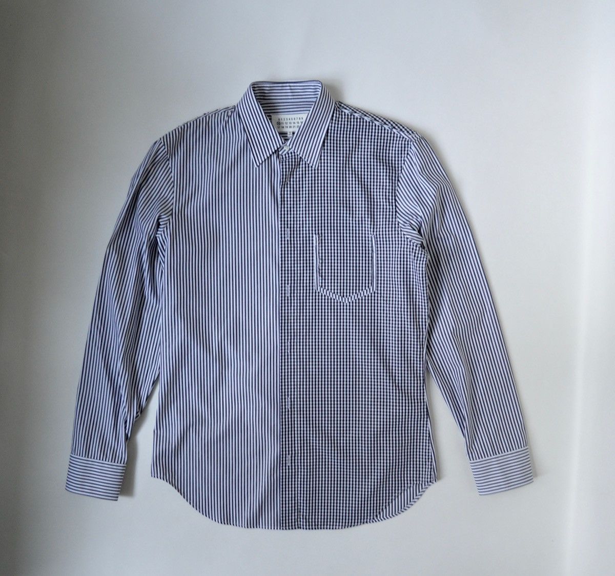 image of Maison Margiela S/s 19 Reworked Stripe Shirt in White/Black, Men's (Size Small)