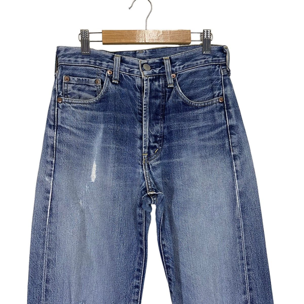 Levi's Vintage 90s Levis Big E Ripped Selvedge Jeans 26x33.5 Size US 26 / EU 42 - 3 Thumbnail