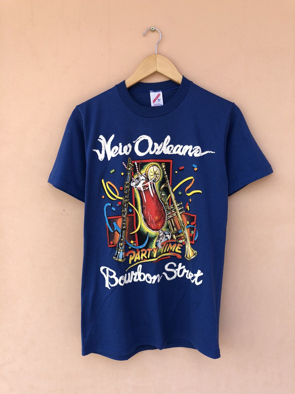 Band Tees Vintage 90s New Orleans Jazz Bourbon Street Party Time Tee Size US S / EU 44-46 / 1 - 2 Thumbnail