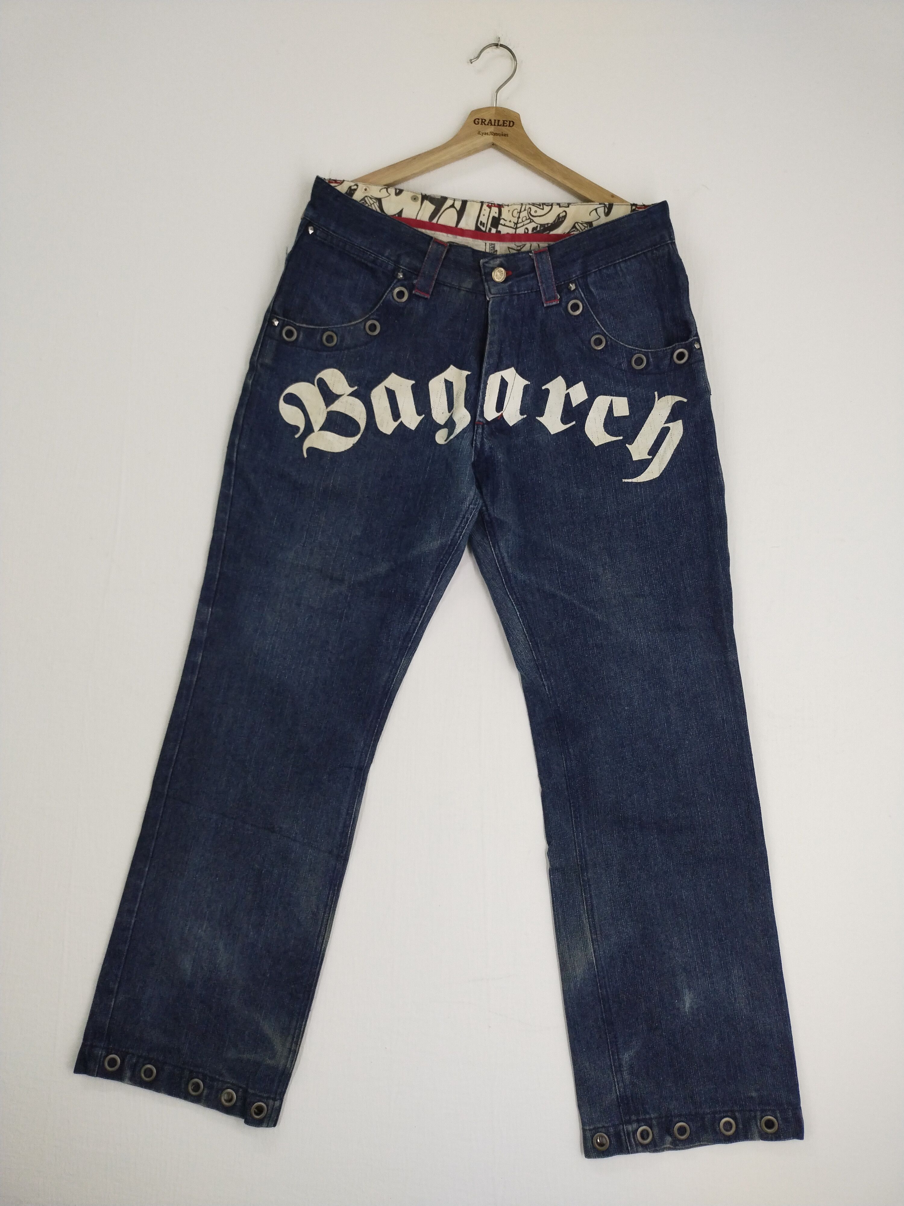 Japanese Brand VINTAGE BAGARCH EMBROIDERY POCKET JEANS Size US 35 - 1 Thumbnail