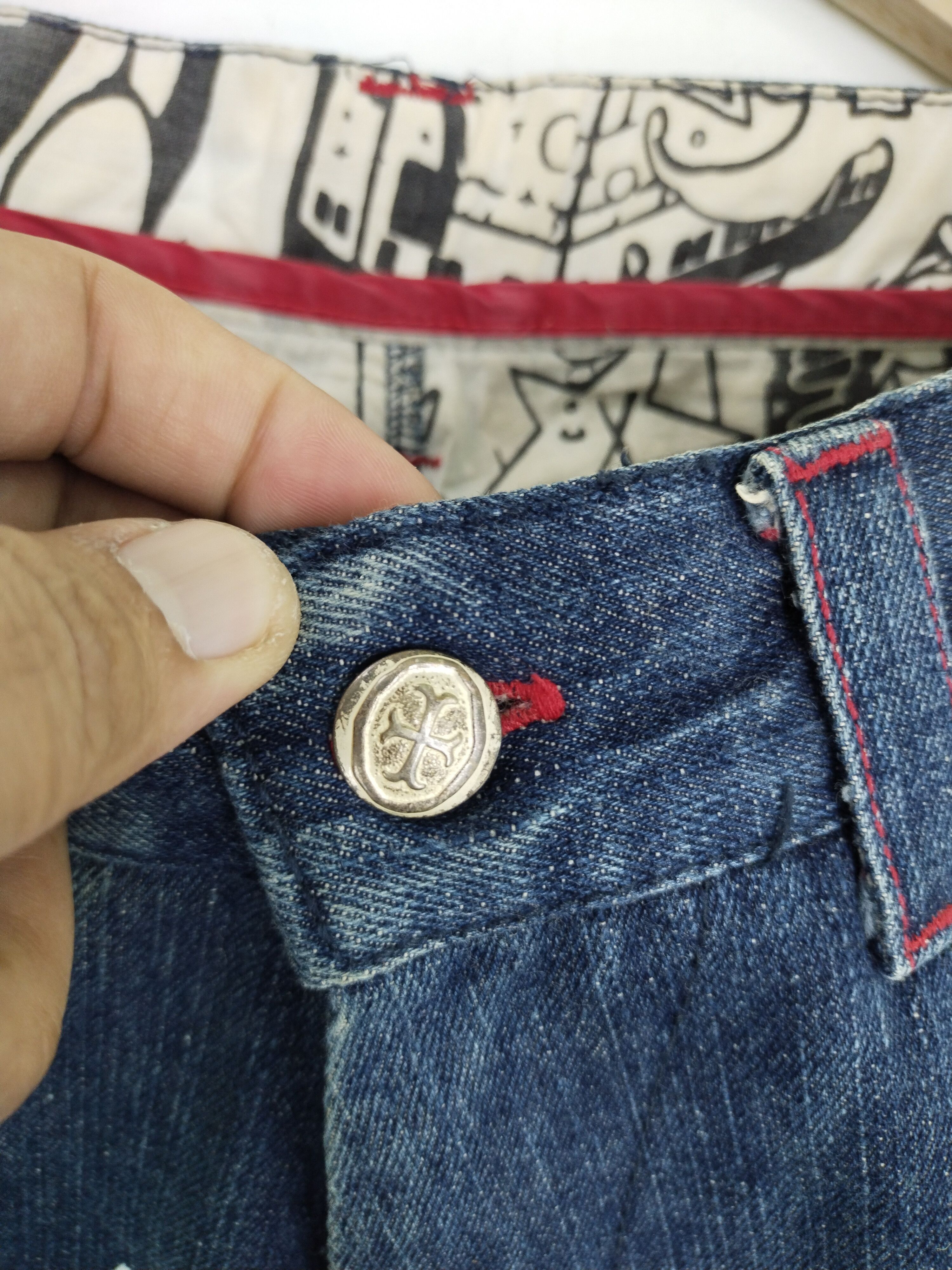 Japanese Brand VINTAGE BAGARCH EMBROIDERY POCKET JEANS Size US 35 - 3 Thumbnail