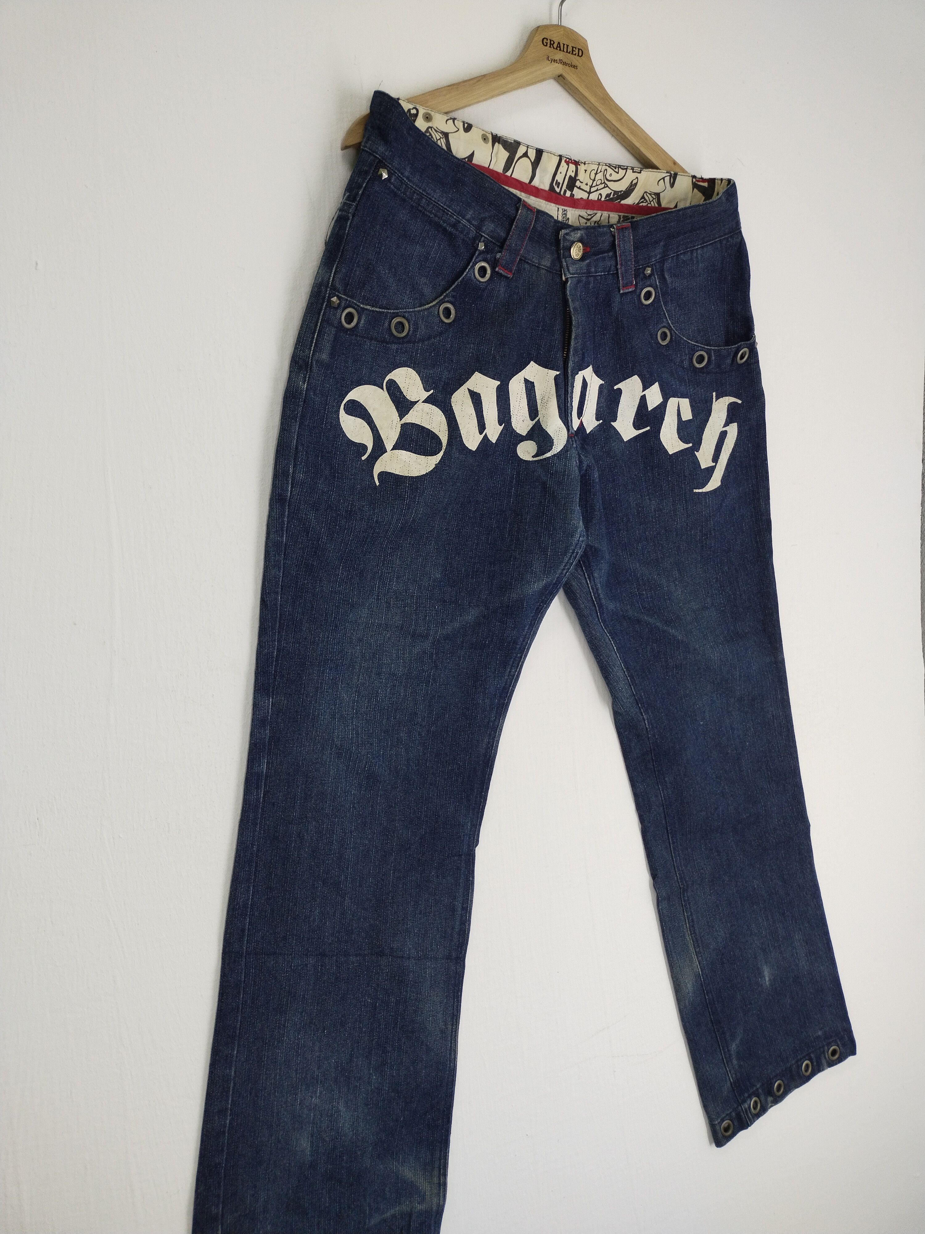 Japanese Brand VINTAGE BAGARCH EMBROIDERY POCKET JEANS Size US 35 - 2 Thumbnail