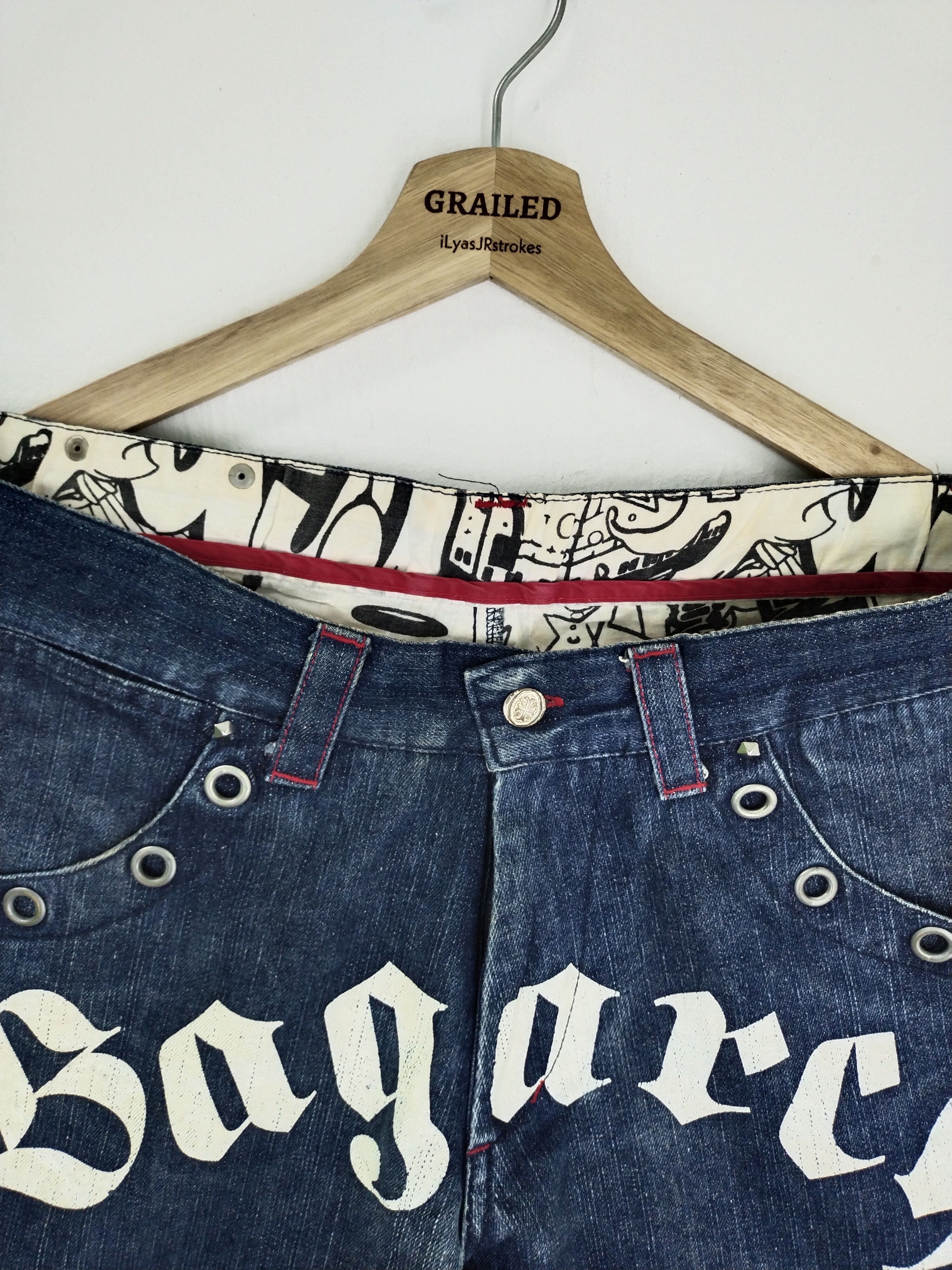 Japanese Brand VINTAGE BAGARCH EMBROIDERY POCKET JEANS Size US 35 - 22 Thumbnail