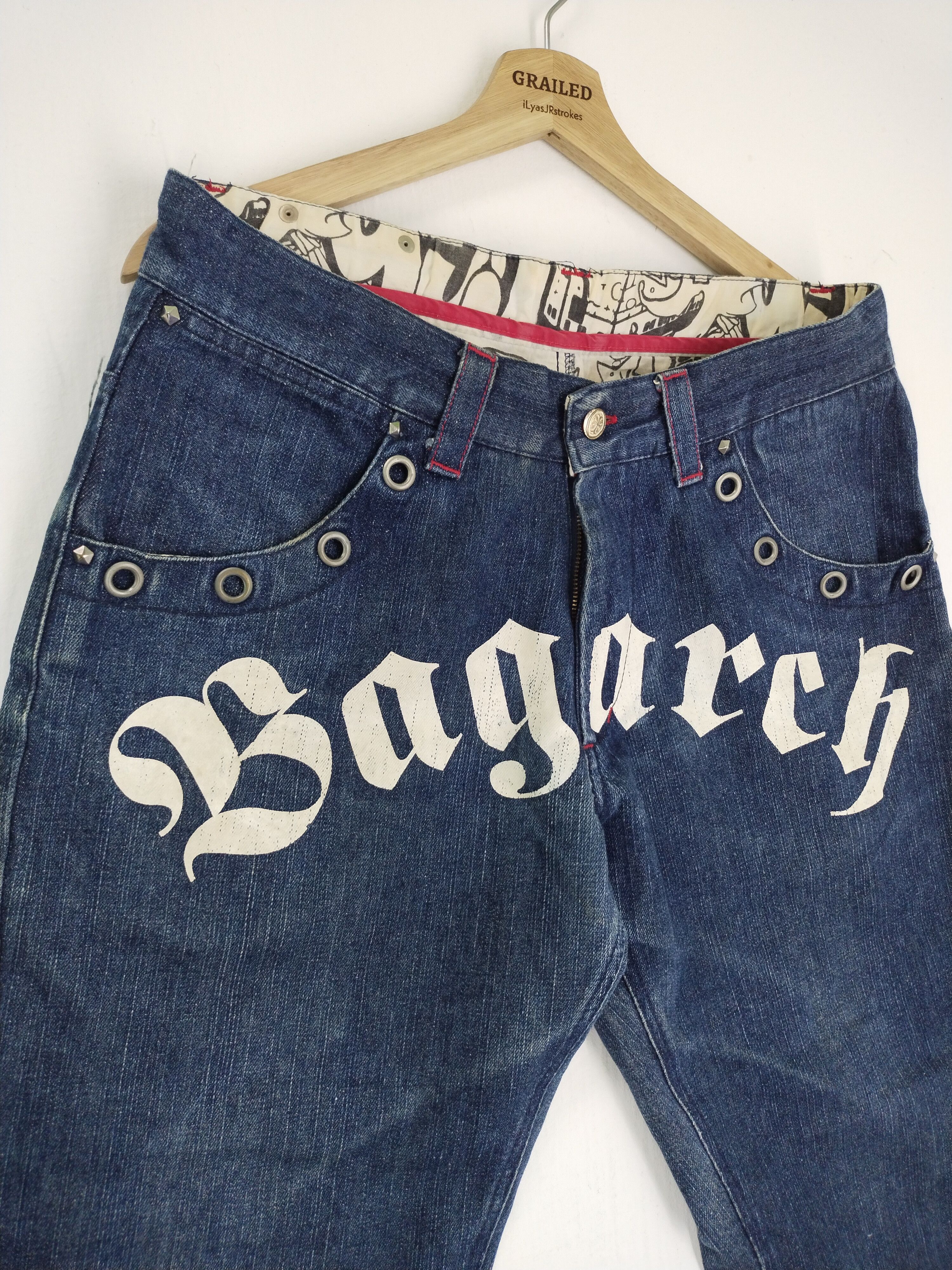 Japanese Brand VINTAGE BAGARCH EMBROIDERY POCKET JEANS Size US 35 - 7 Thumbnail